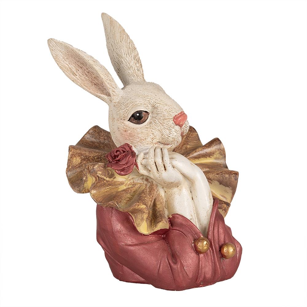 Clayre & Eef Beeld Konijn 17 cm Beige Roze Polyresin Paasdecoratie