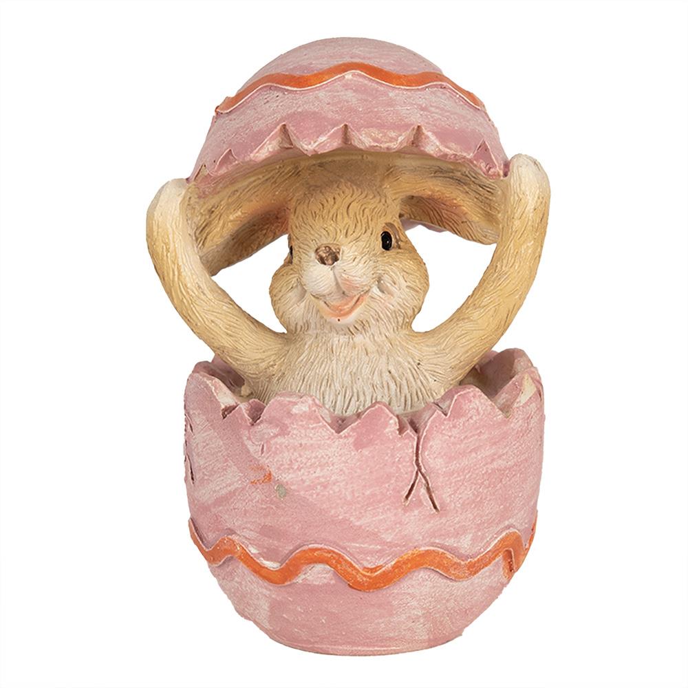 Clayre & Eef Beeld Konijn 8 cm Bruin Roze Polyresin Paasdecoratie