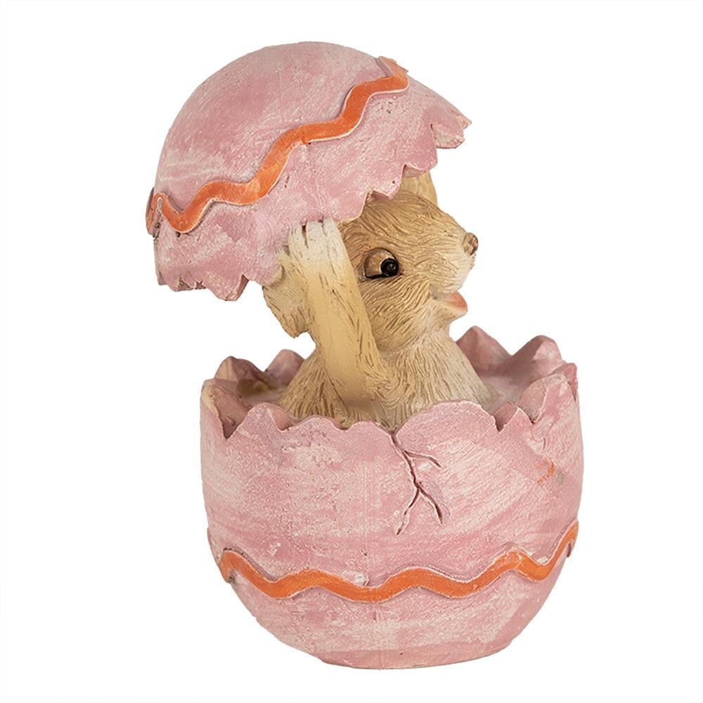 Clayre & Eef Beeld Konijn 8 cm Bruin Roze Polyresin Paasdecoratie