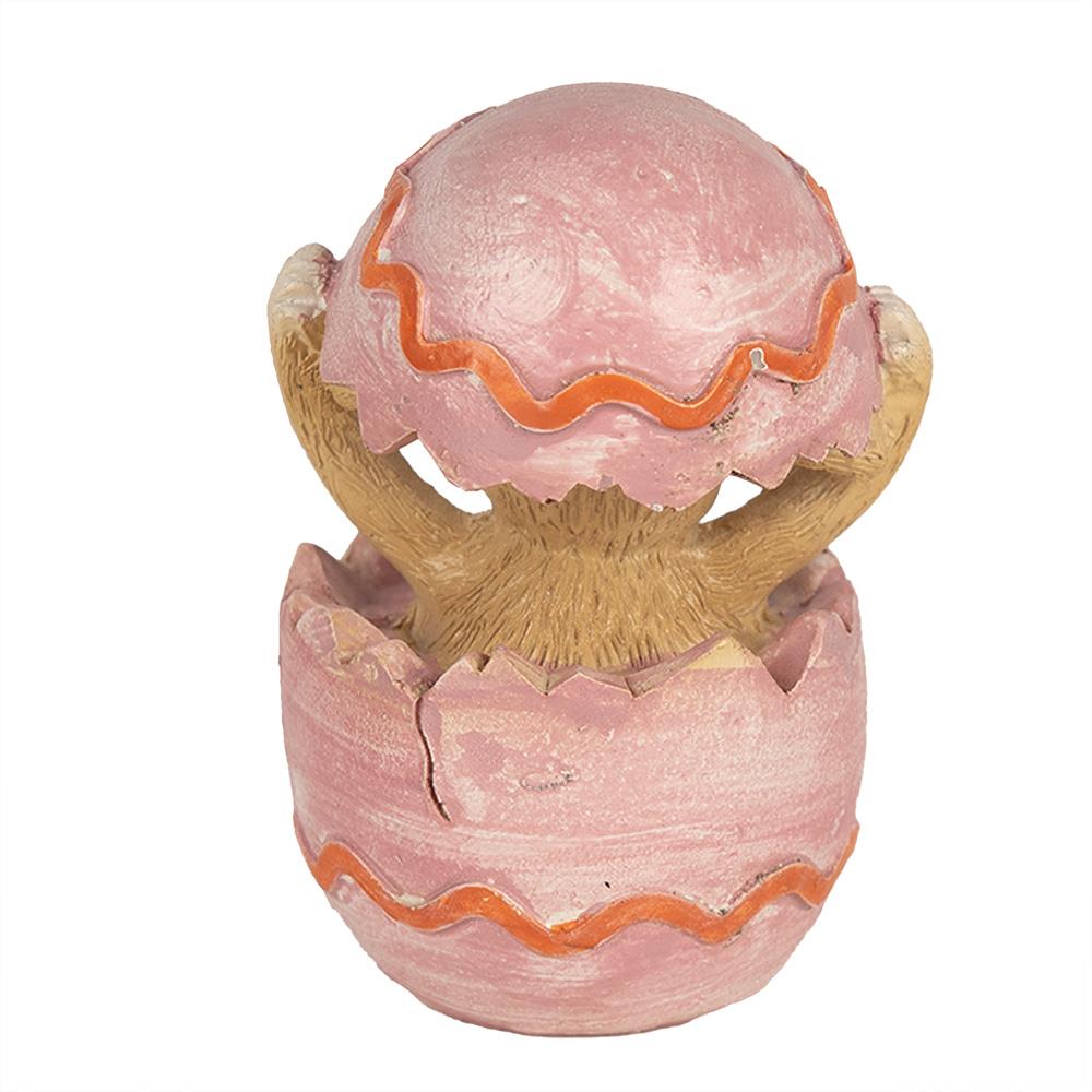 Clayre & Eef Beeld Konijn 8 cm Bruin Roze Polyresin Paasdecoratie