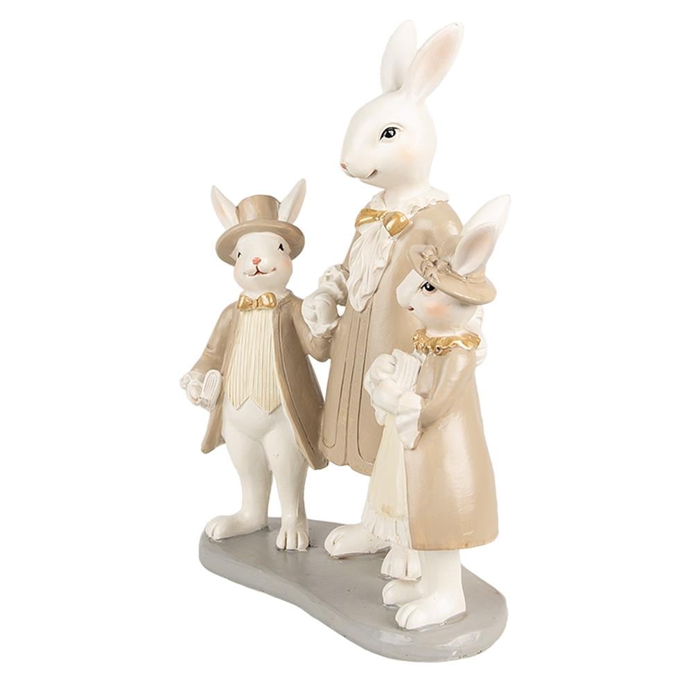 Clayre & Eef Beeld Konijn 21 cm Wit Bruin Polyresin
