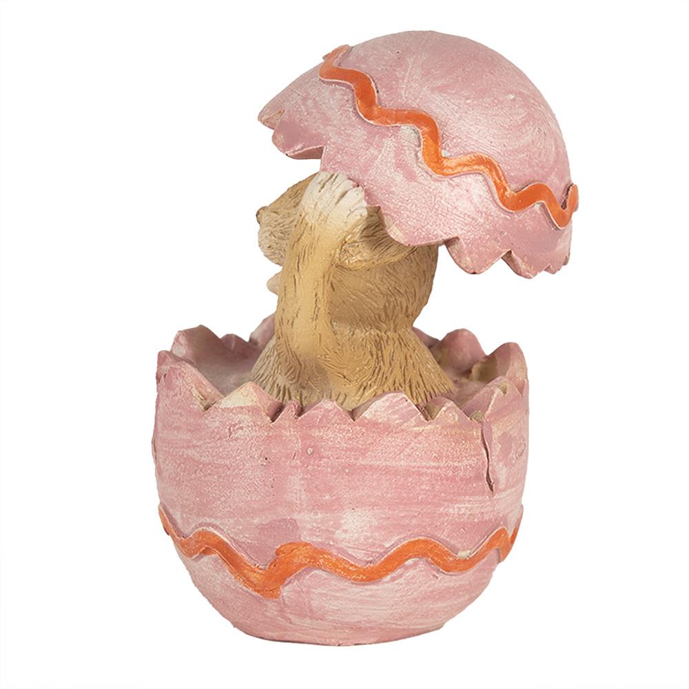Clayre & Eef Beeld Konijn 8 cm Bruin Roze Polyresin Paasdecoratie