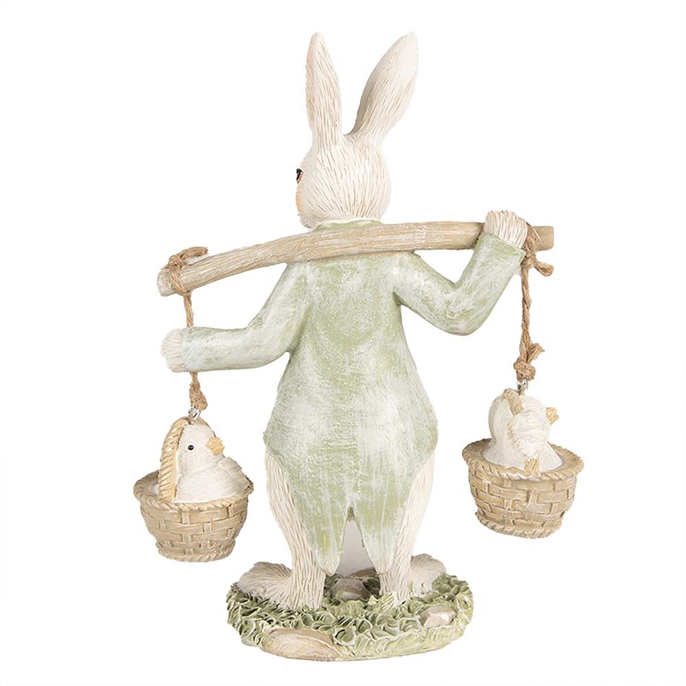 Clayre & Eef Beeld Konijn 17 cm Wit Groen Polyresin