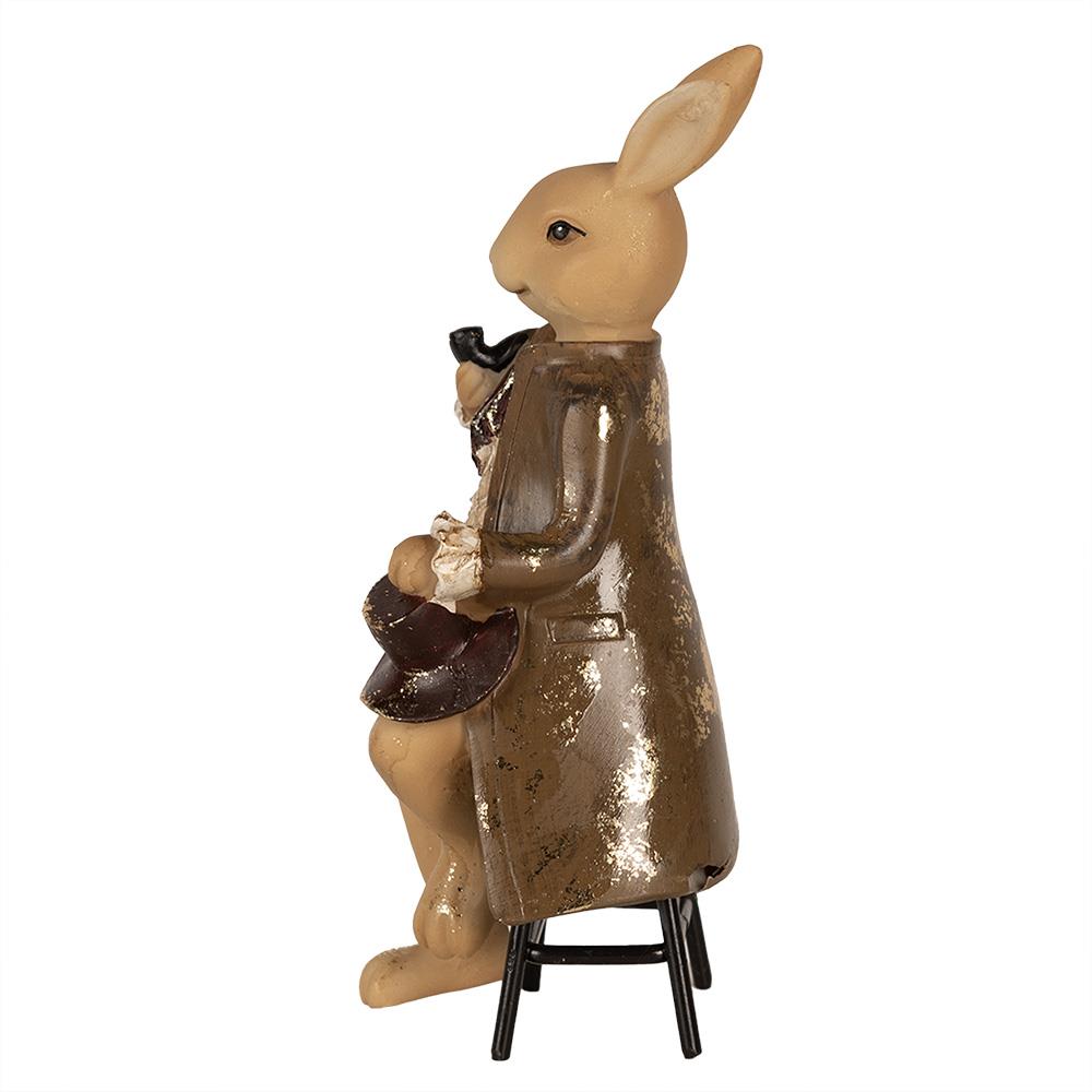 Clayre & Eef Beeld Konijn 20 cm Bruin Polyresin Paasdecoratie
