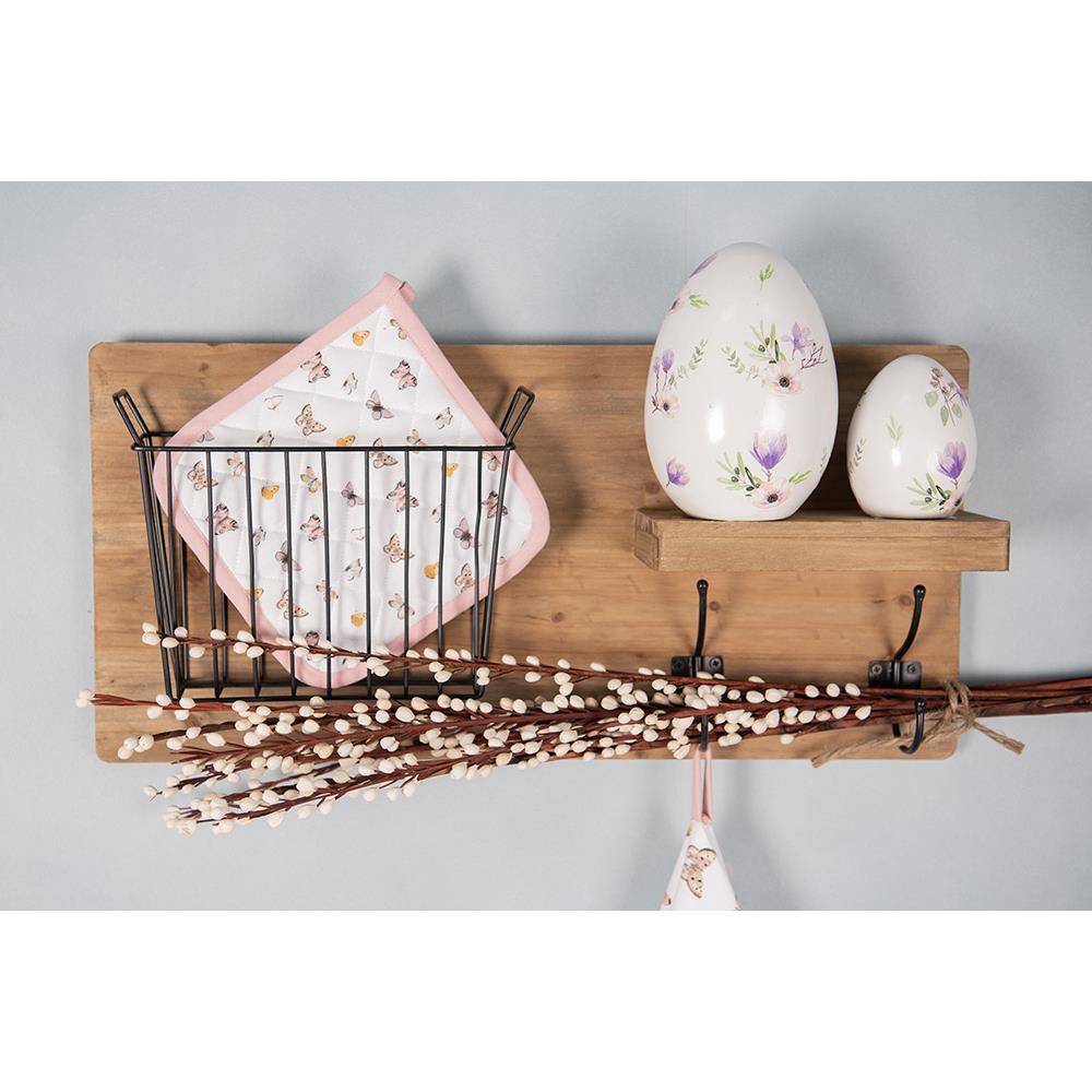 Clayre & Eef Decoratie Beeld Ei Ø 11x17 cm Wit Paars Terracotta