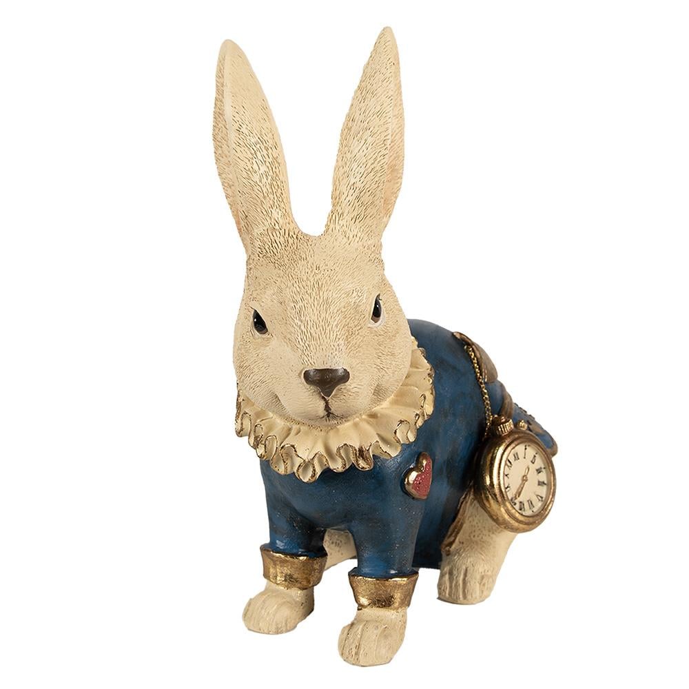 Clayre & Eef Beeld Konijn 29 cm Beige Blauw Polyresin