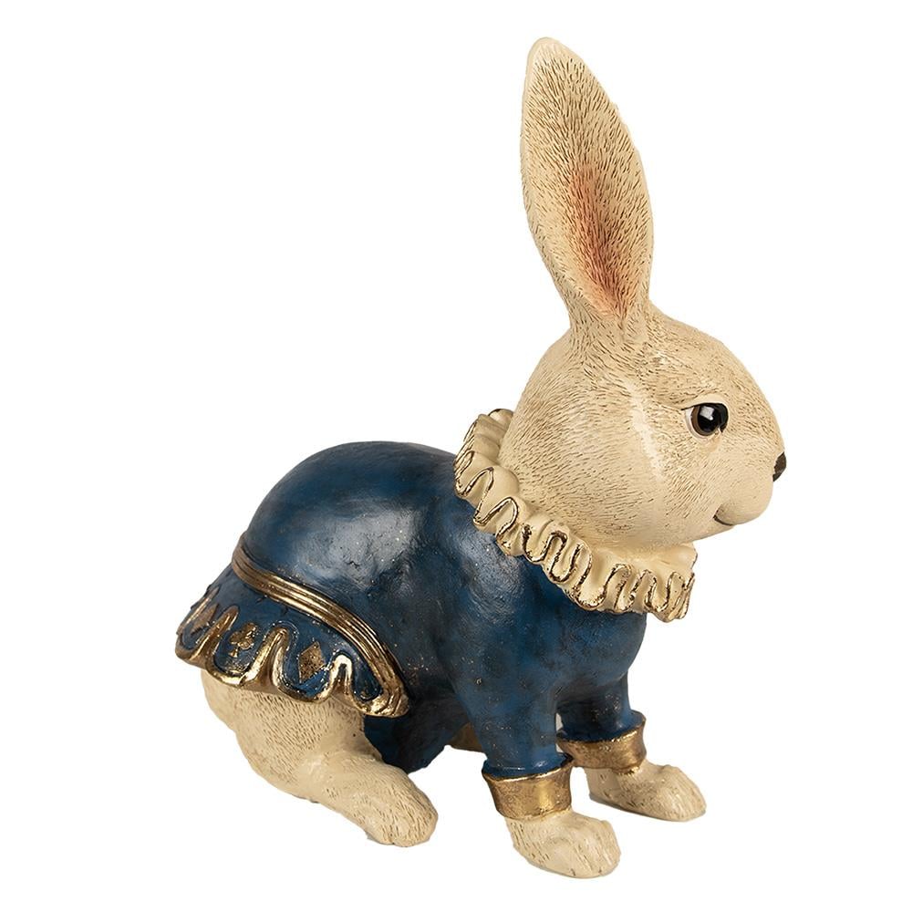 Clayre & Eef Beeld Konijn 29 cm Beige Blauw Polyresin