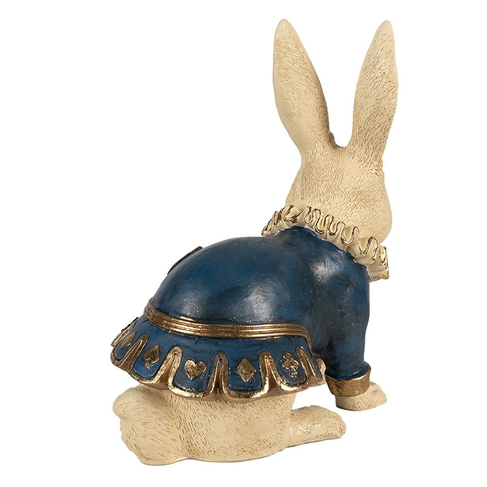 Clayre & Eef Beeld Konijn 29 cm Beige Blauw Polyresin