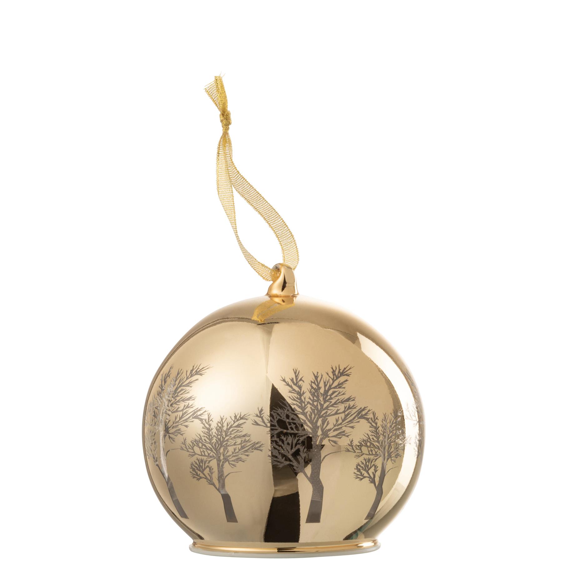 J-Line Kerstballen met verlichting - glas - goud - LED lichtjes - 4x
