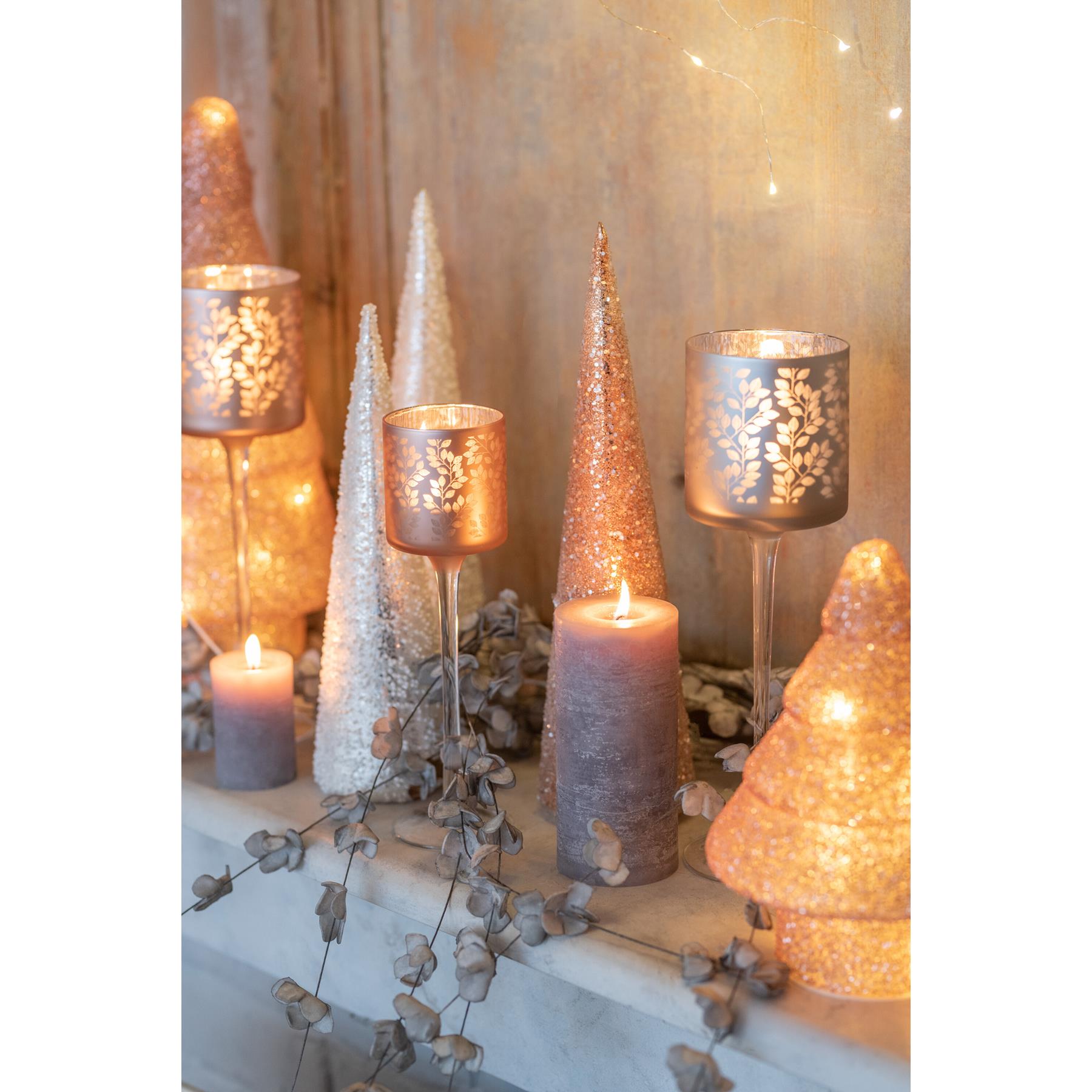 J-Line decoratie kerstboom Kegel - glas - wit|zilver - large