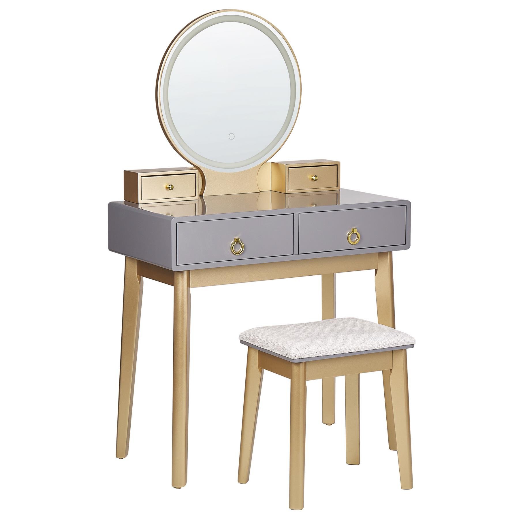 Beliani - FEDRY - Kaptafel - Grijs|Goud - MDF