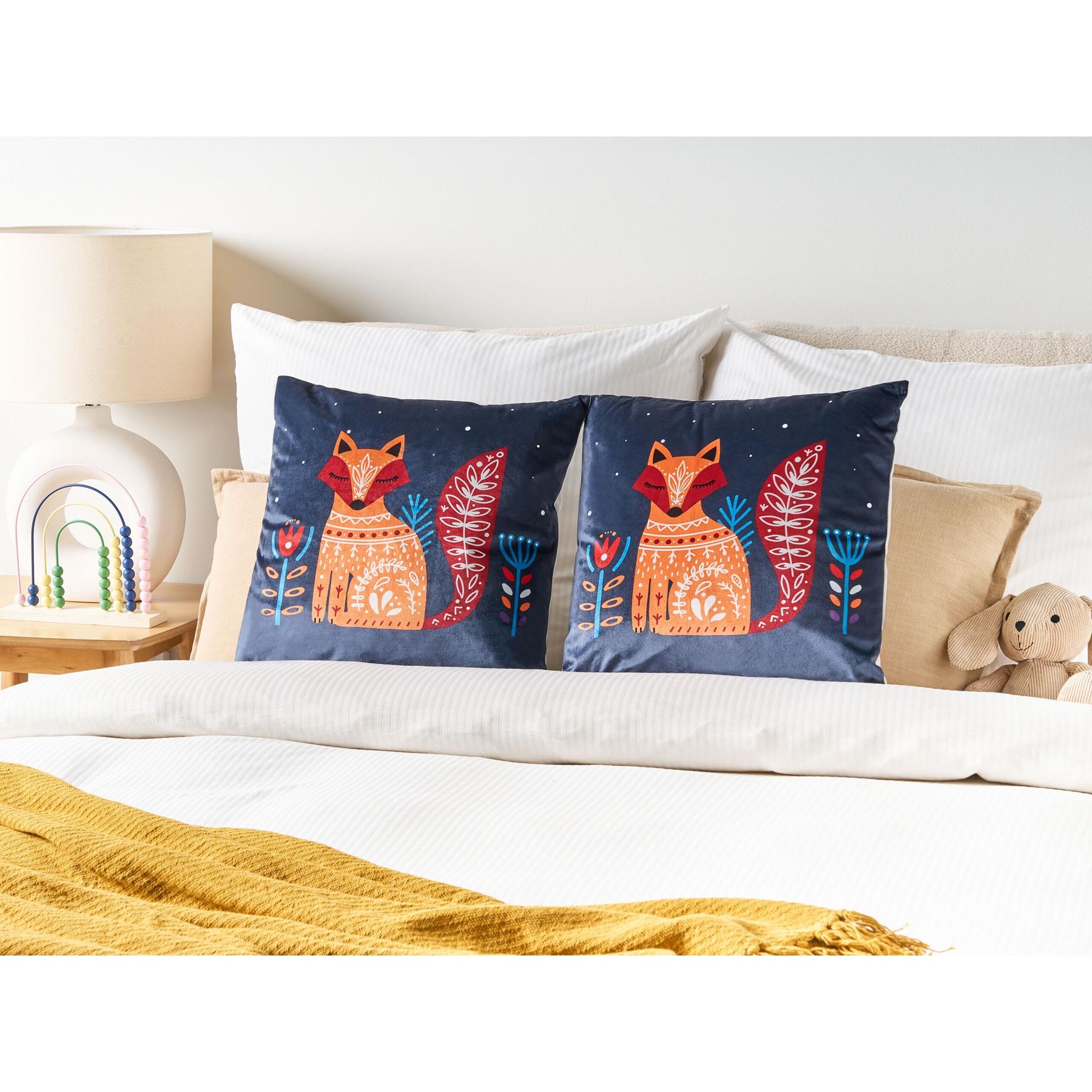 Beliani - FIRESPIKE - Sierkussen set van 2 - Donkerblauw - Fluweel