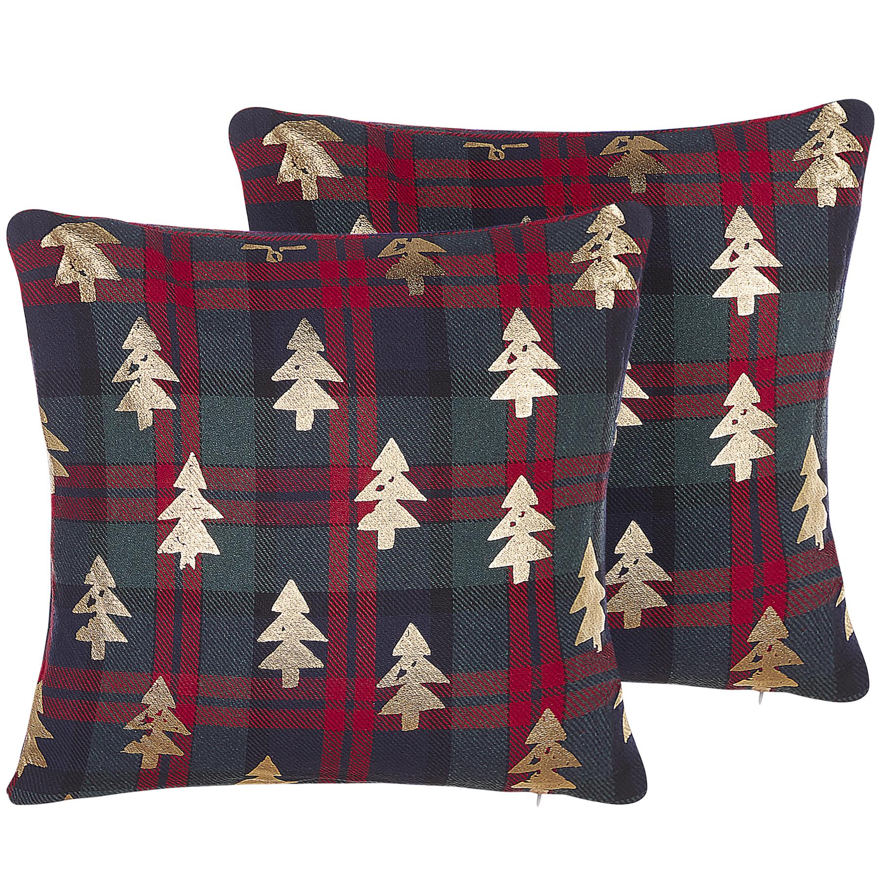 Beliani - CUPID - Sierkussen set van 2 - Rood|Groen - Polyester
