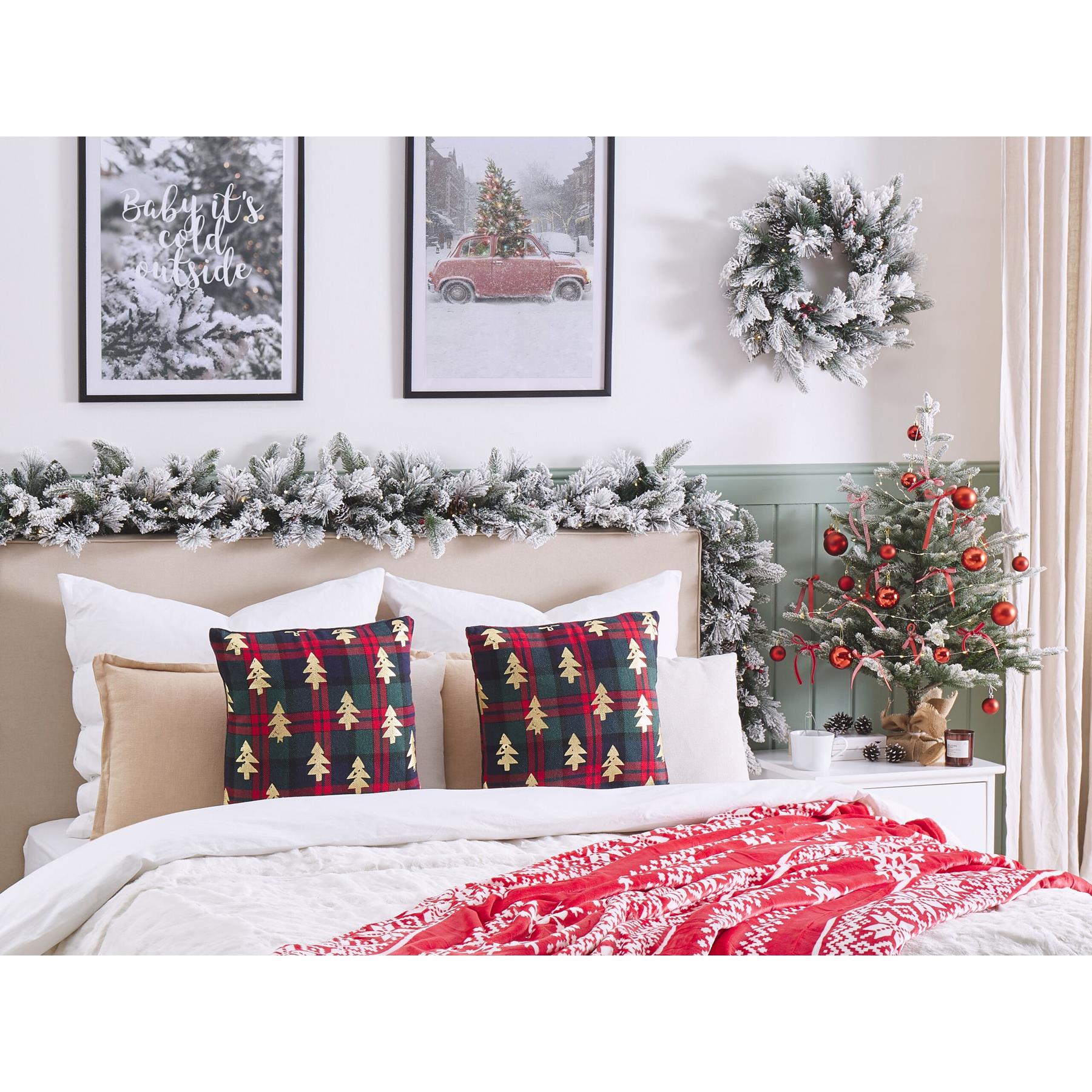 Beliani - CUPID - Sierkussen set van 2 - Rood|Groen - Polyester