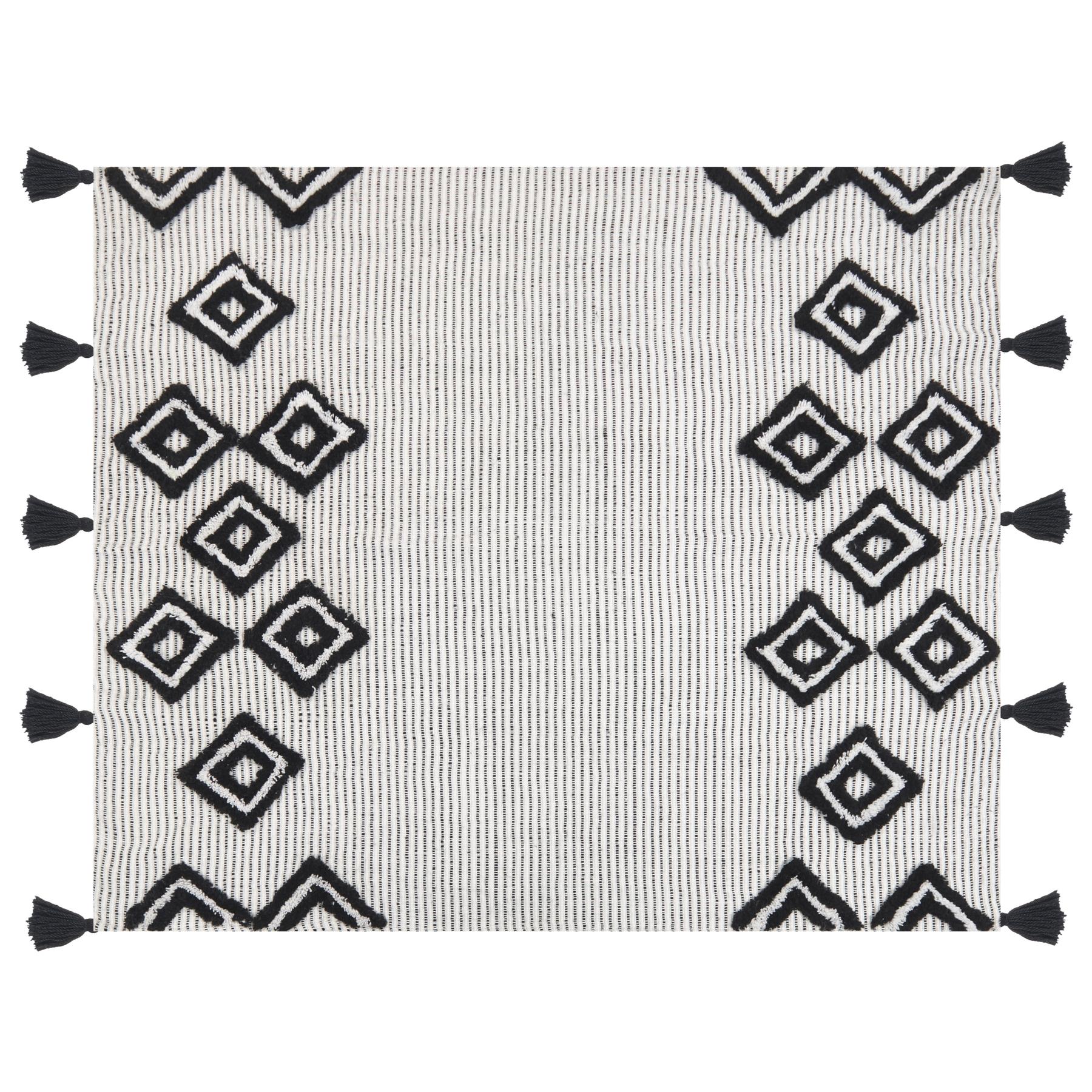 Beliani - SAATLI - Plaid - Wit|Zwart - Polyester