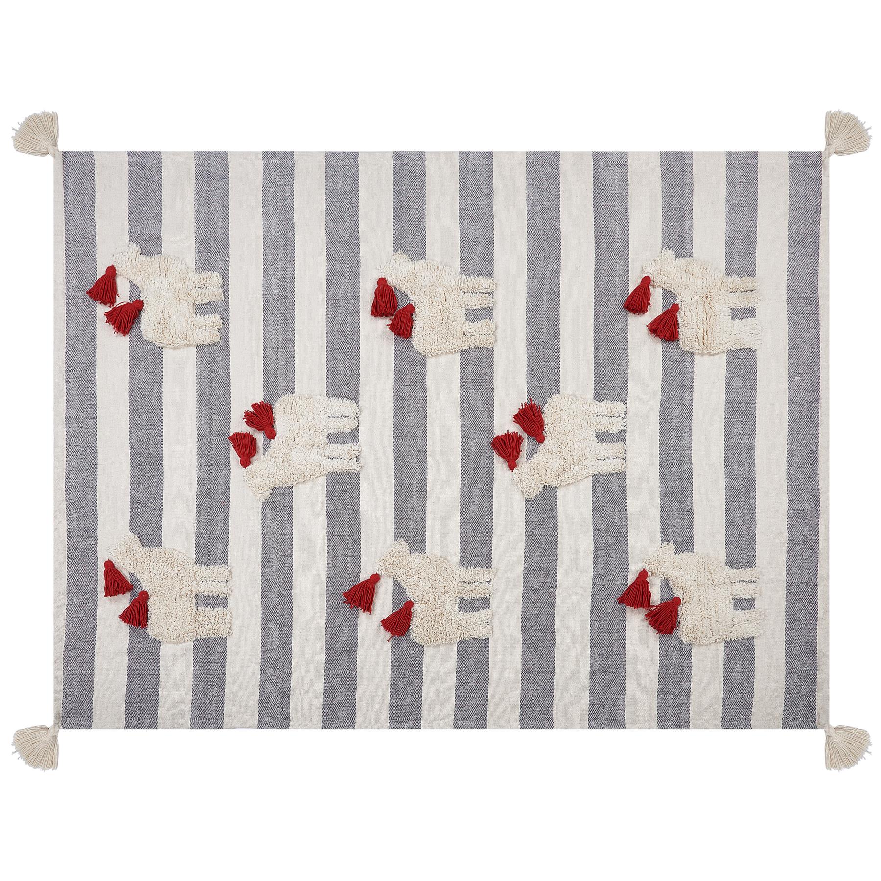 Beliani - NAMTAR - Plaid - Wit - 120 x 150 cm - Katoen
