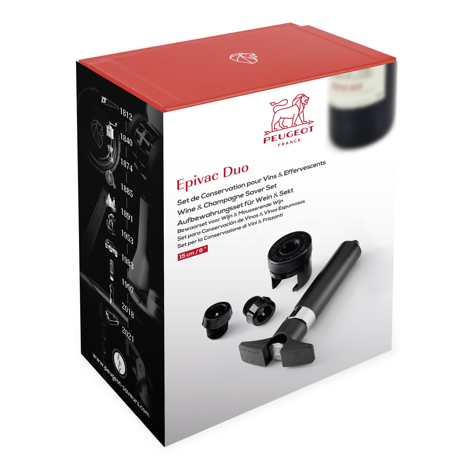 Peugeot Epivac duo vacuümpomp wijn - zwart - 2 doppen