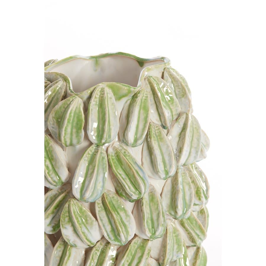 Light&living Vaas deco 35x33x47 cm CARAMBOLA keramiek crème+groen