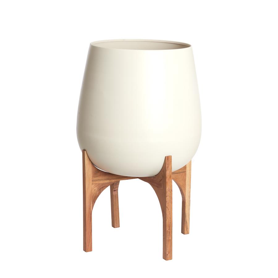 Light&living Pot deco op voet Ø59x82 cm KARUNA hout+mat crème