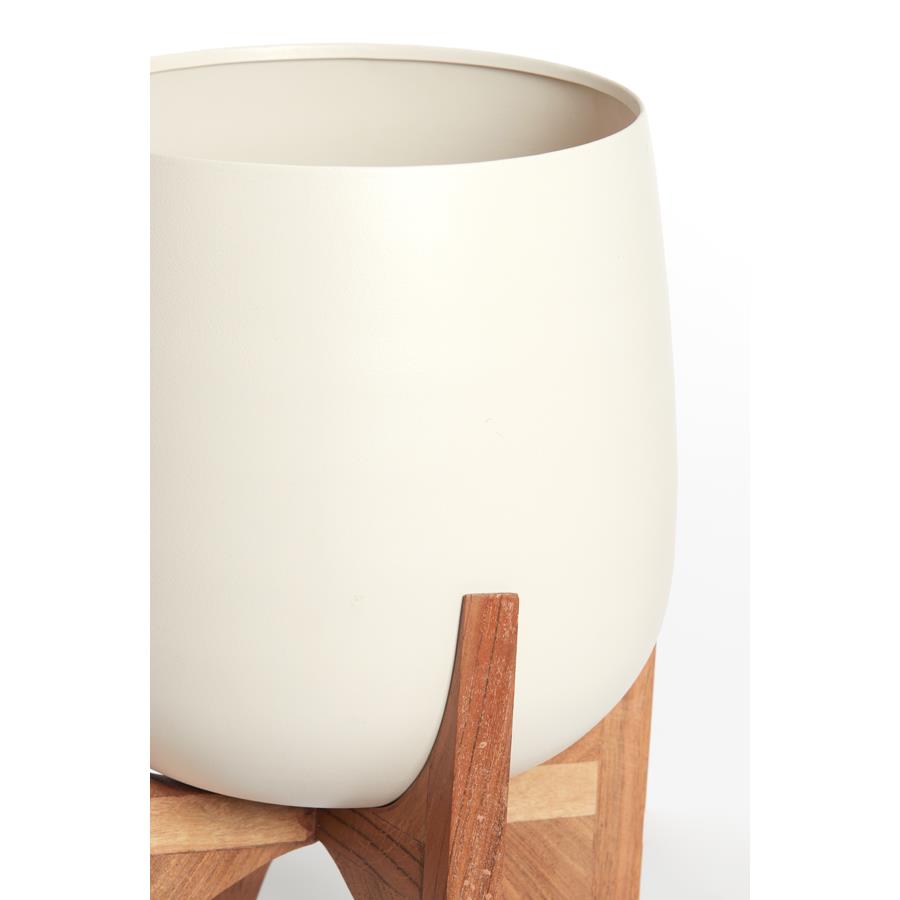 Light&living Pot deco op voet Ø59x82 cm KARUNA hout+mat crème