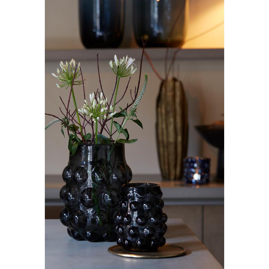 Light & Living Light&living Vaas Ø24x30 cm HAROA glas zwart