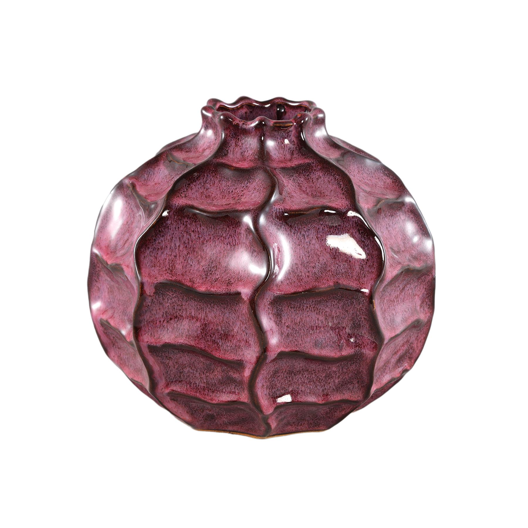 PTMD Evys Red ceramic pot wavy blocks round bulb L