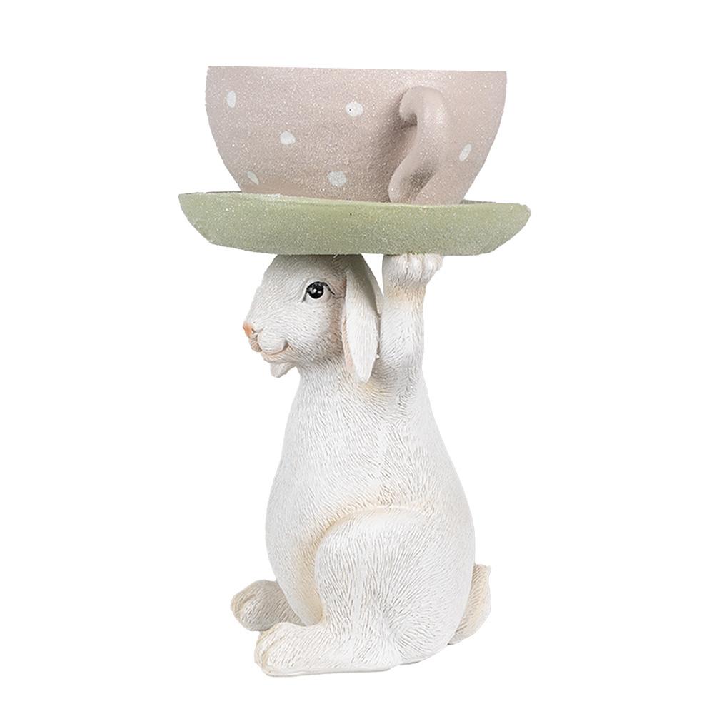 Clayre & Eef Beeld Konijn 24 cm Beige Roze Polyresin Paasdecoratie