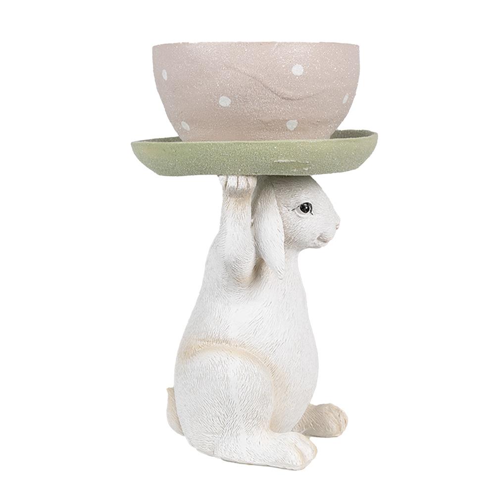 Clayre & Eef Beeld Konijn 24 cm Beige Roze Polyresin Paasdecoratie