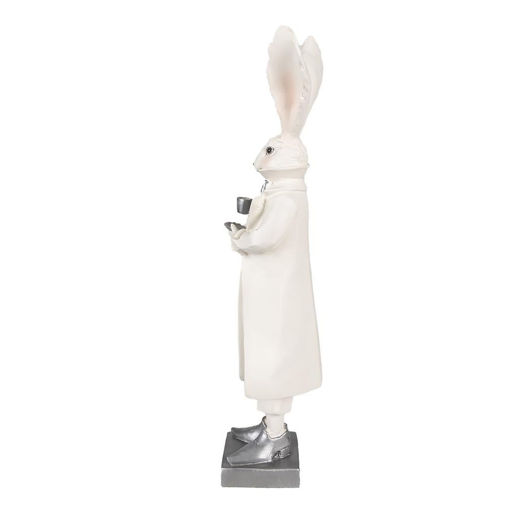 Clayre & Eef Beeld Konijn 47 cm Wit Zilverkleurig Polyresin