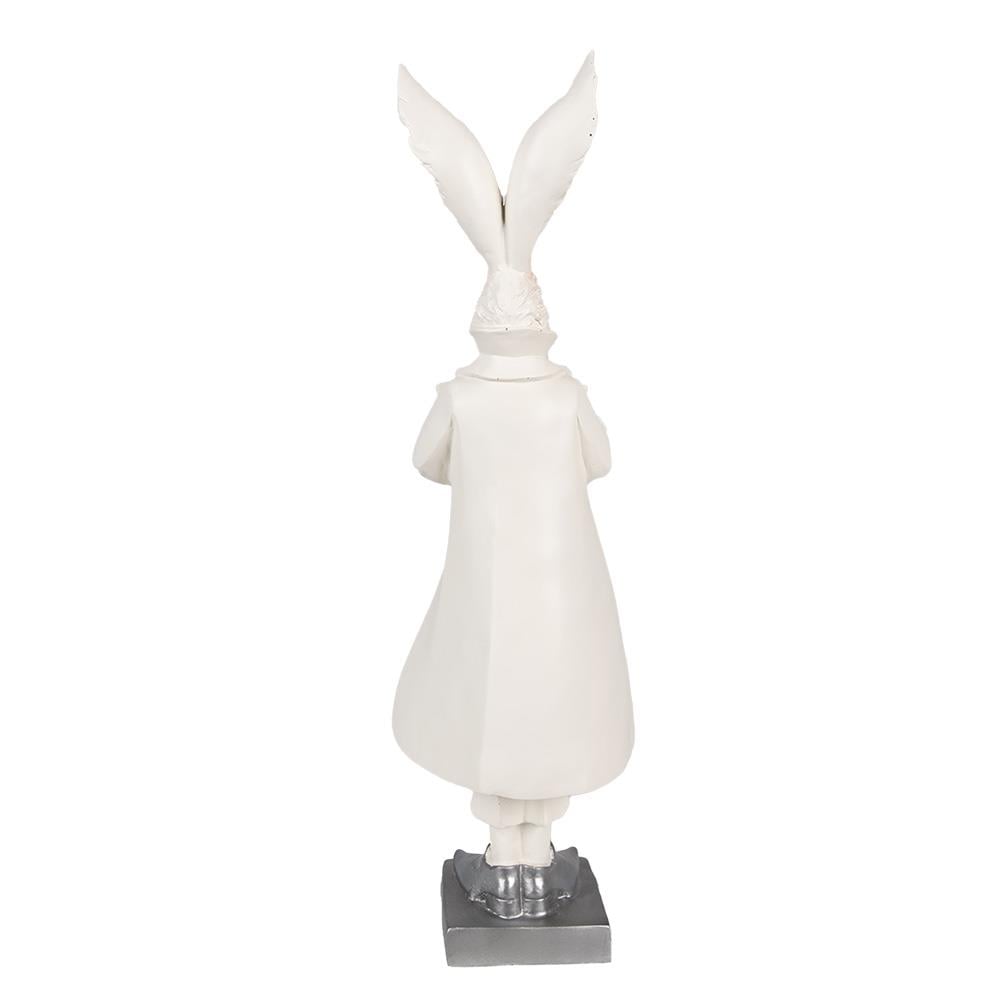 Clayre & Eef Beeld Konijn 47 cm Wit Zilverkleurig Polyresin