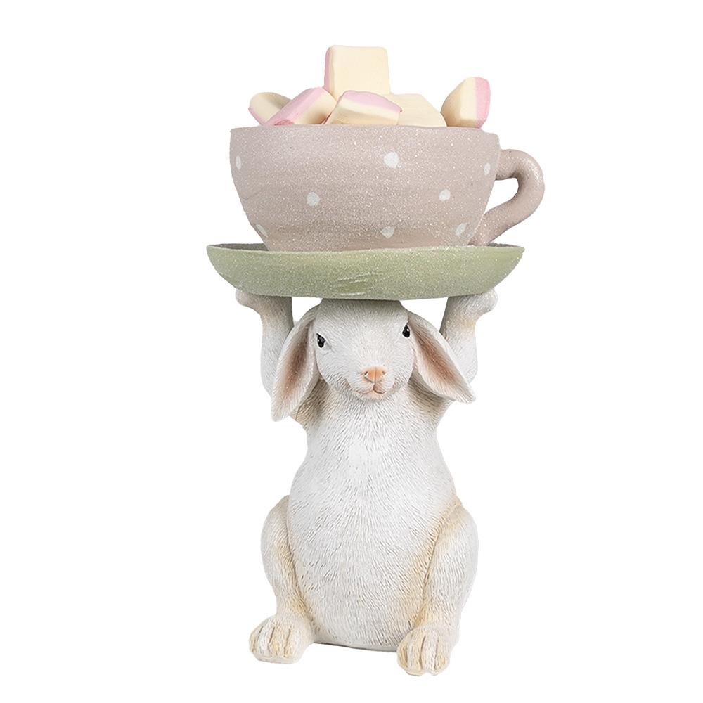 Clayre & Eef Beeld Konijn 24 cm Beige Roze Polyresin Paasdecoratie