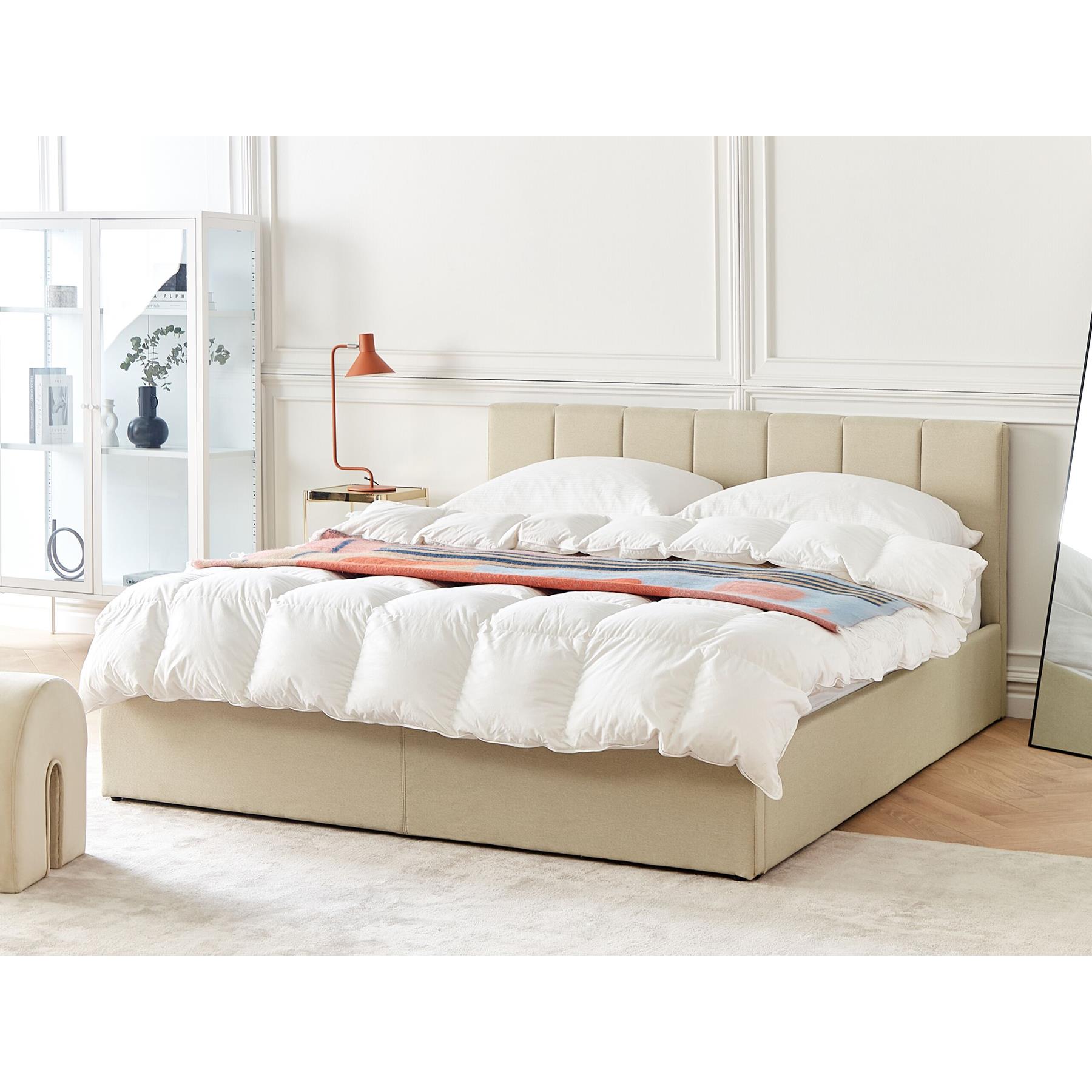 Beliani-DREUX-Bed met opbergruimte-Beige-160 x 200 cm-Polyester