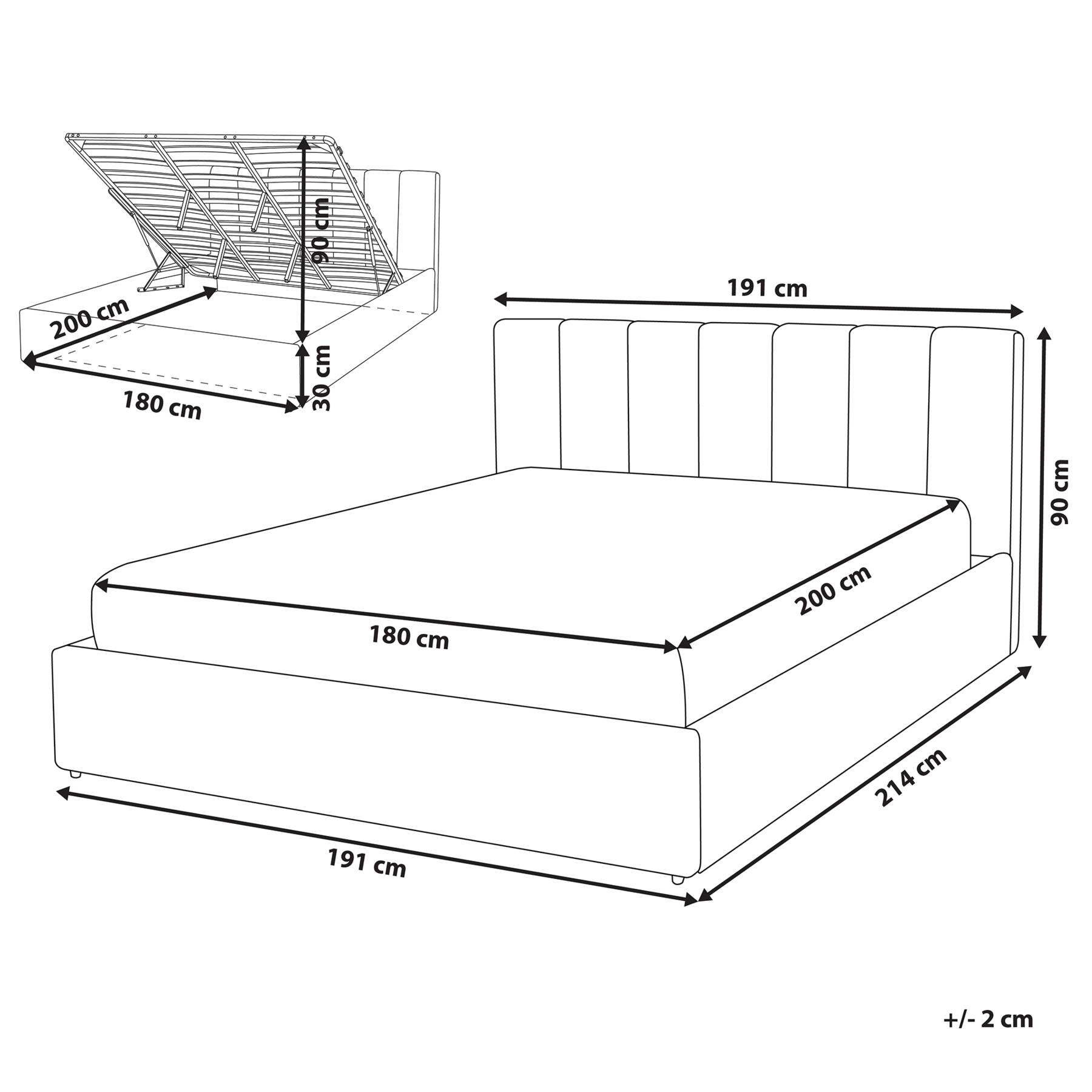 Beliani-DREUX-Bed met opbergruimte-Beige-180 x 200 cm-Polyester