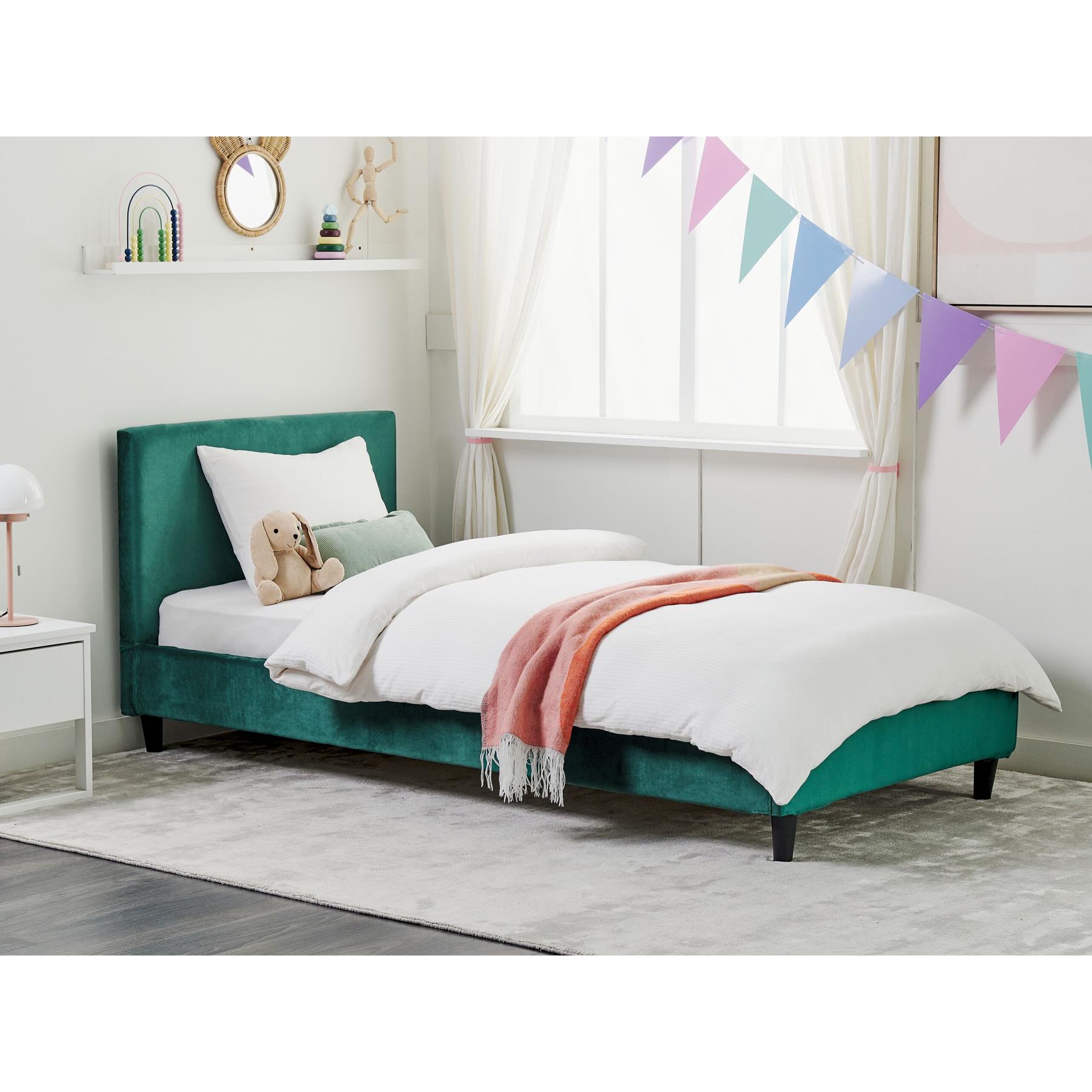 Beliani - FITOU - Bekleding bed - Donkergroen - 90 x 200 cm - Fluweel