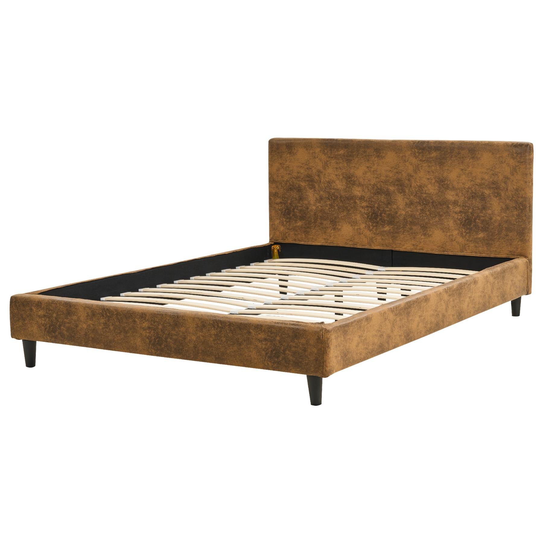 Beliani - FITOU - Bekleding bed - Bruin - 140 x 200 cm - Kunstleer
