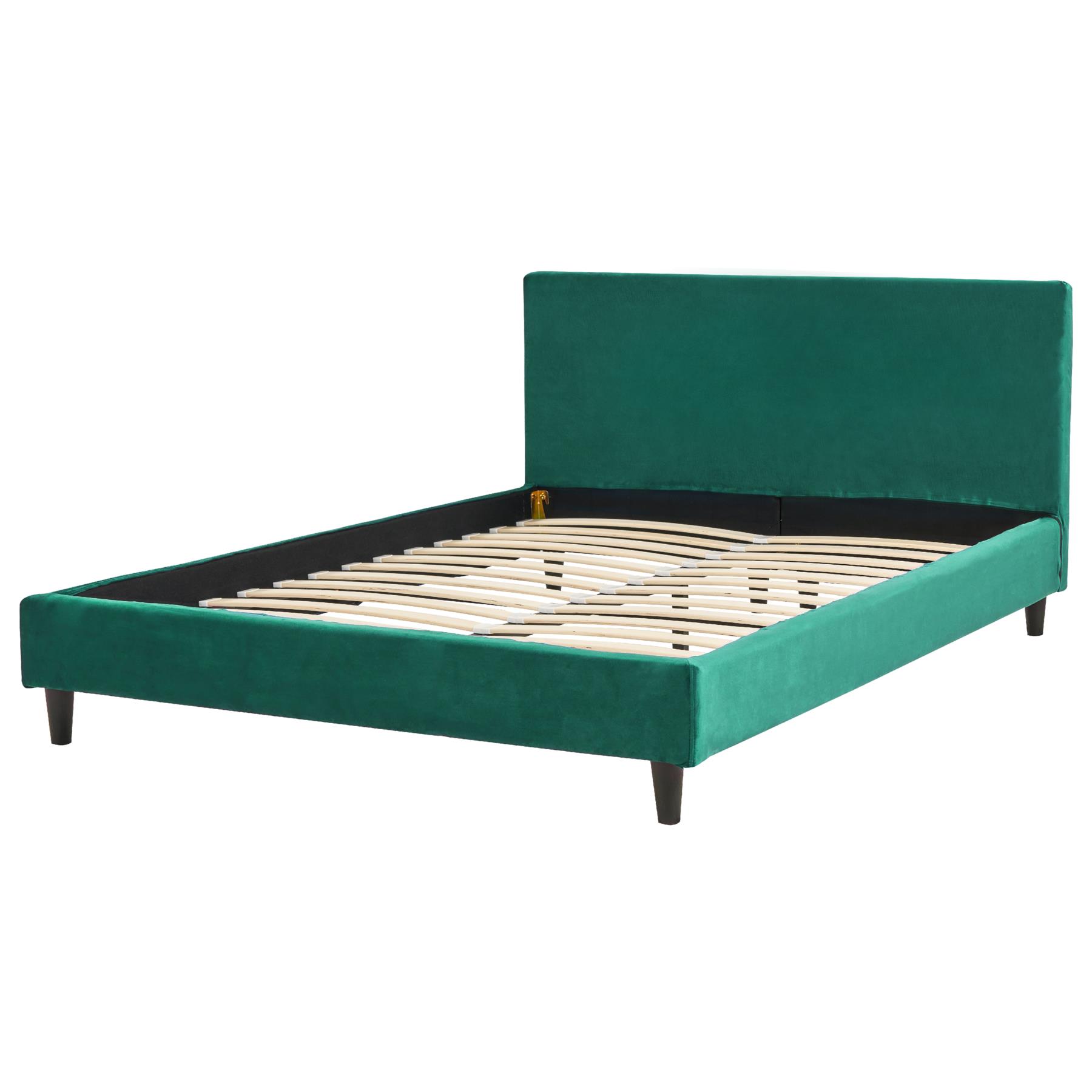 Beliani - FITOU - Bekleding bed - Donkergroen - 140 x 200 cm - Fluweel