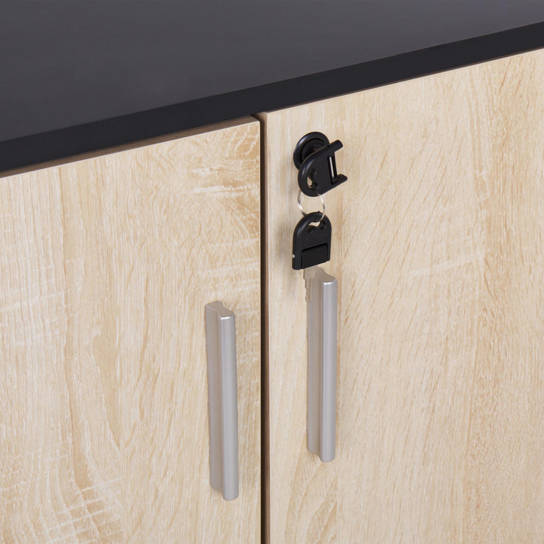 Beliani - ZEHNA - Sideboard 2 deuren - Lichthout|Zwart - Vezelplaat