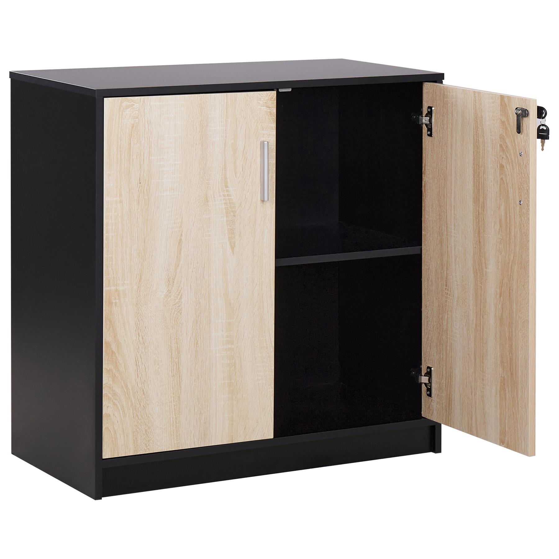 Beliani - ZEHNA - Sideboard 2 deuren - Lichthout|Zwart - Vezelplaat