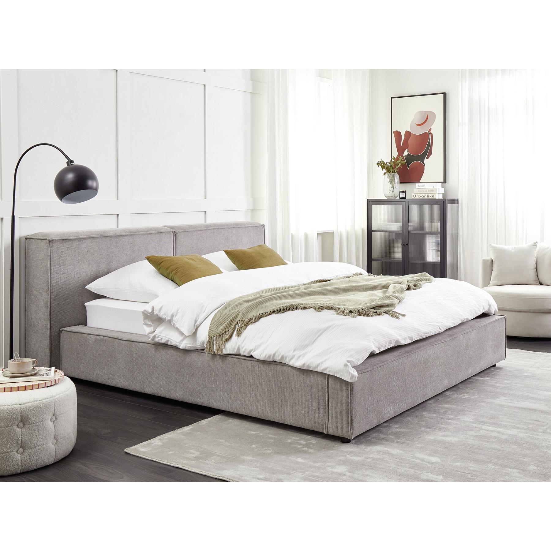 Beliani - LINARDS - Bed - Grijs - 160 x 200 cm - Polyester