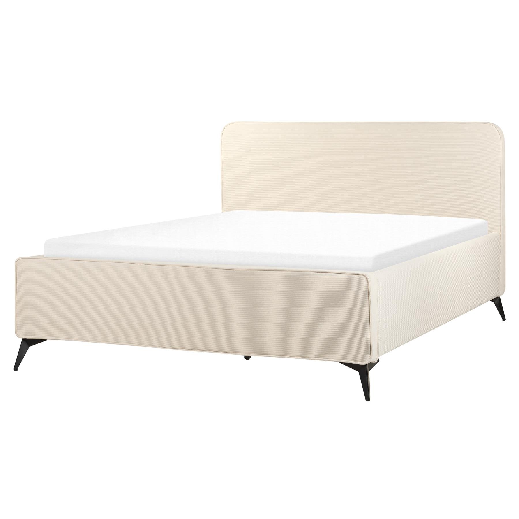 Beliani - VALOGNES - Tweepersoonsbed - Beige - 160 x 200 cm - Corduroy