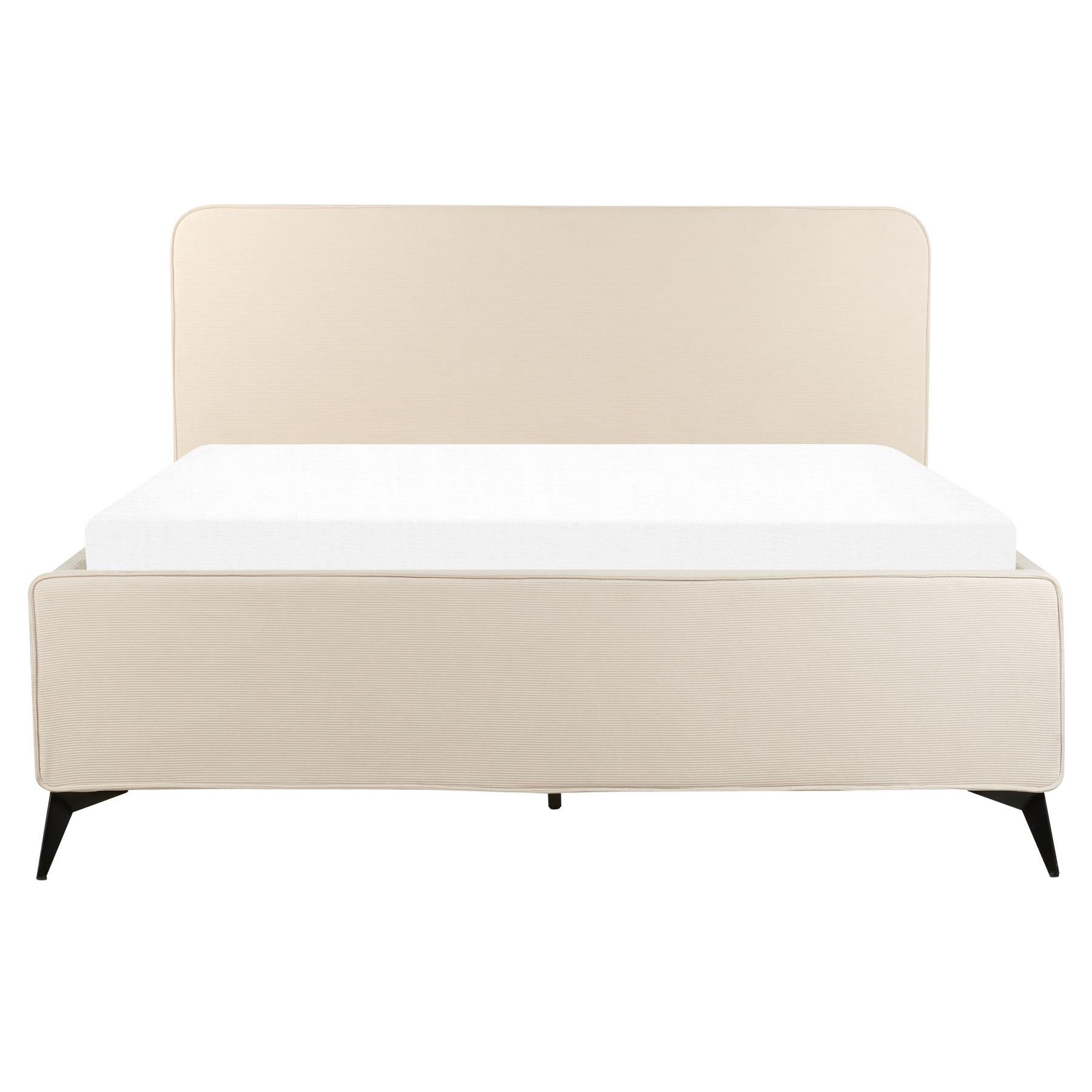 Beliani - VALOGNES - Tweepersoonsbed - Beige - 160 x 200 cm - Corduroy