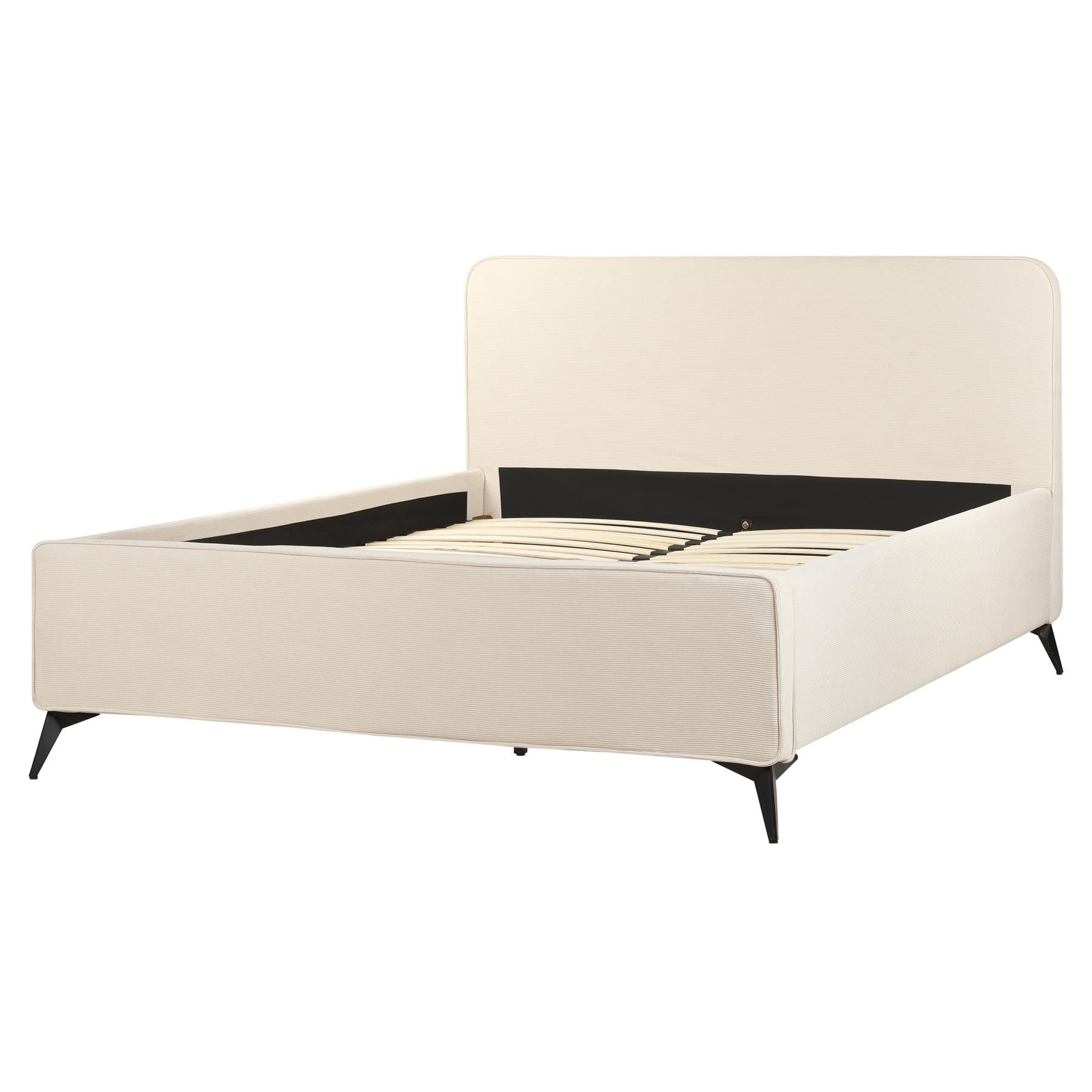 Beliani - VALOGNES - Tweepersoonsbed - Beige - 160 x 200 cm - Corduroy