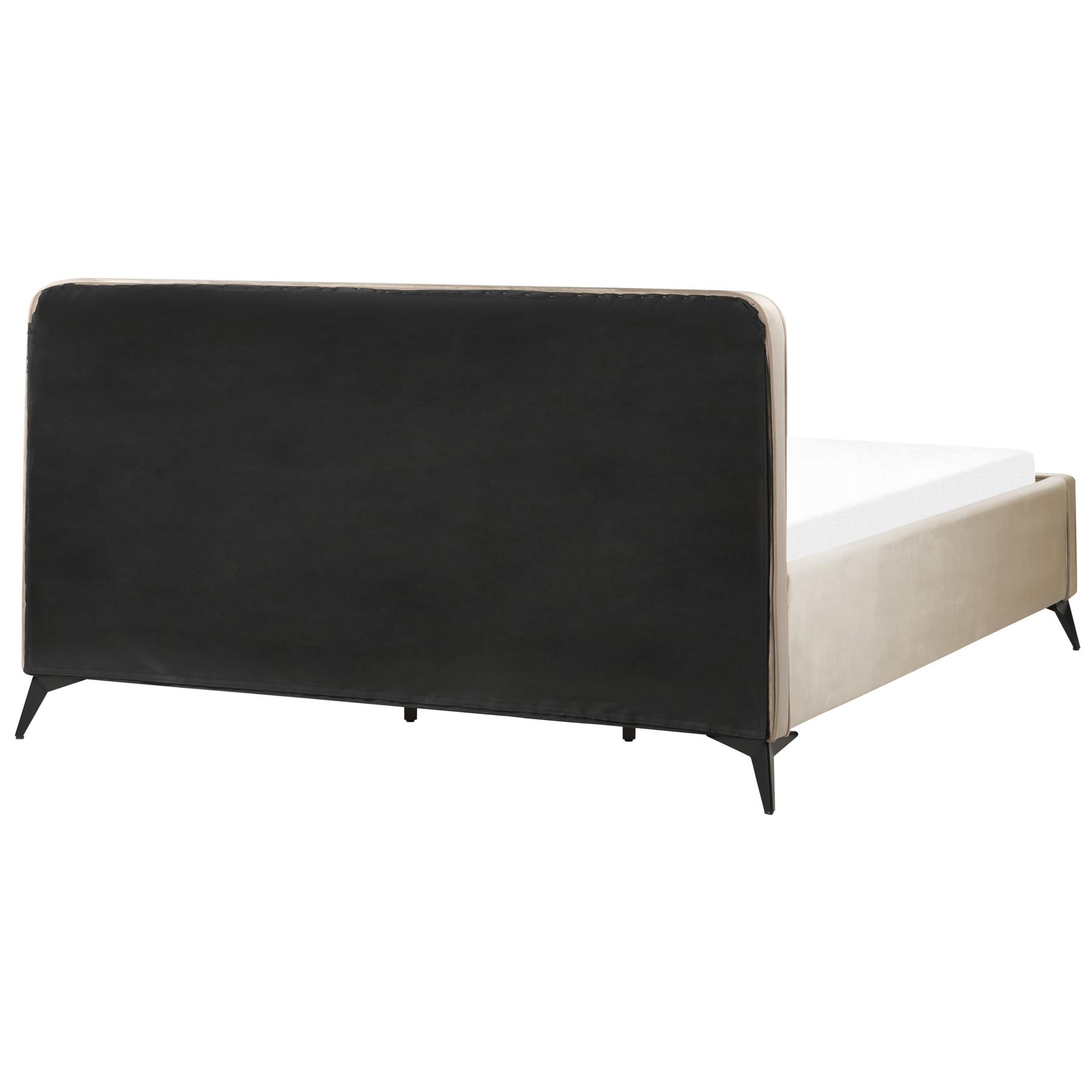 Beliani - VALOGNES - Tweepersoonsbed - Taupe - 180 x 200 cm - Fluweel