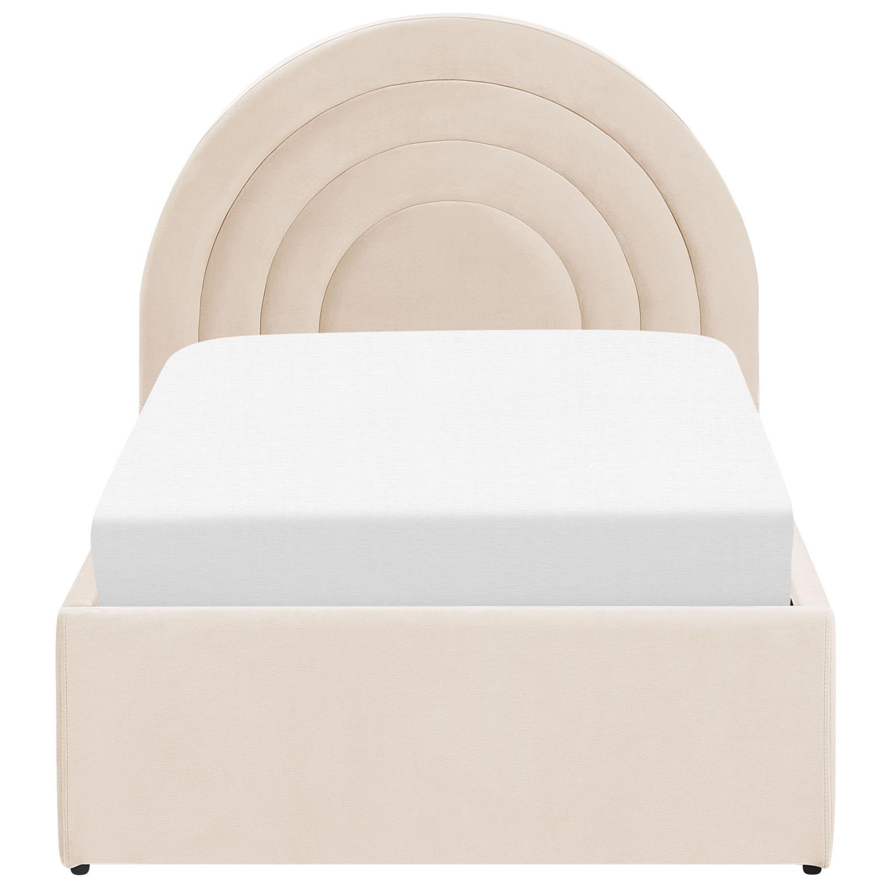 Beliani - ANET - Bed met opbergruimte - Beige - 90 x 200 cm - Fluweel