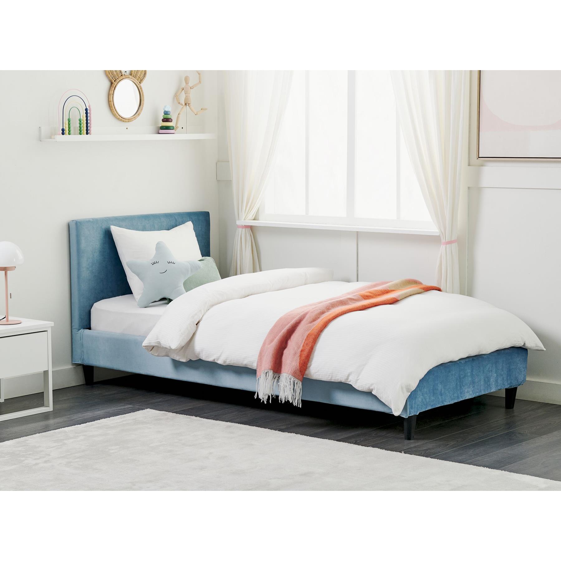 Beliani - FITOU - Bekleding bed - Lichtblauw - 90 x 200 cm - Fluweel