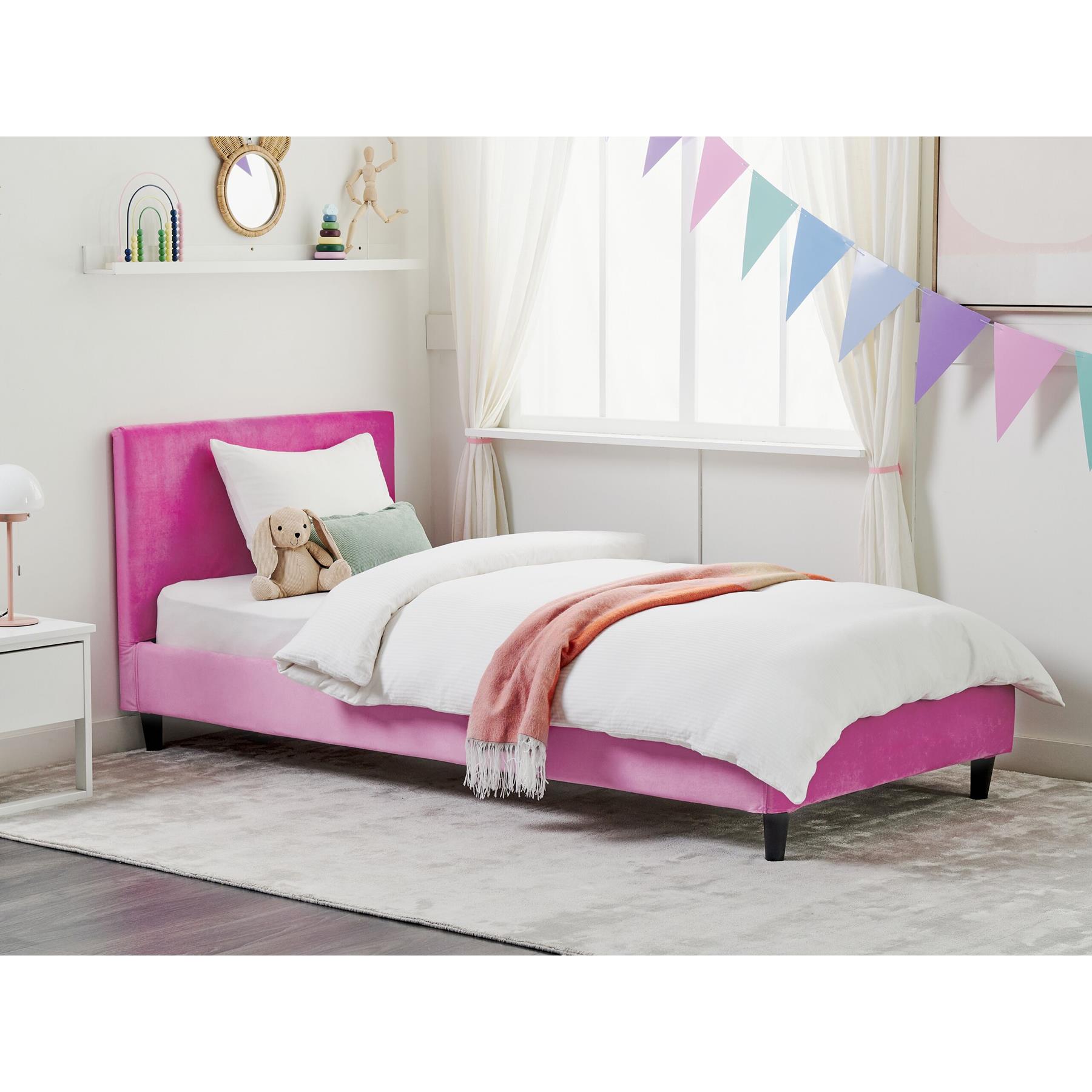 Beliani - FITOU - Bekleding bed - Fuchsia - 90 x 200 cm - Fluweel
