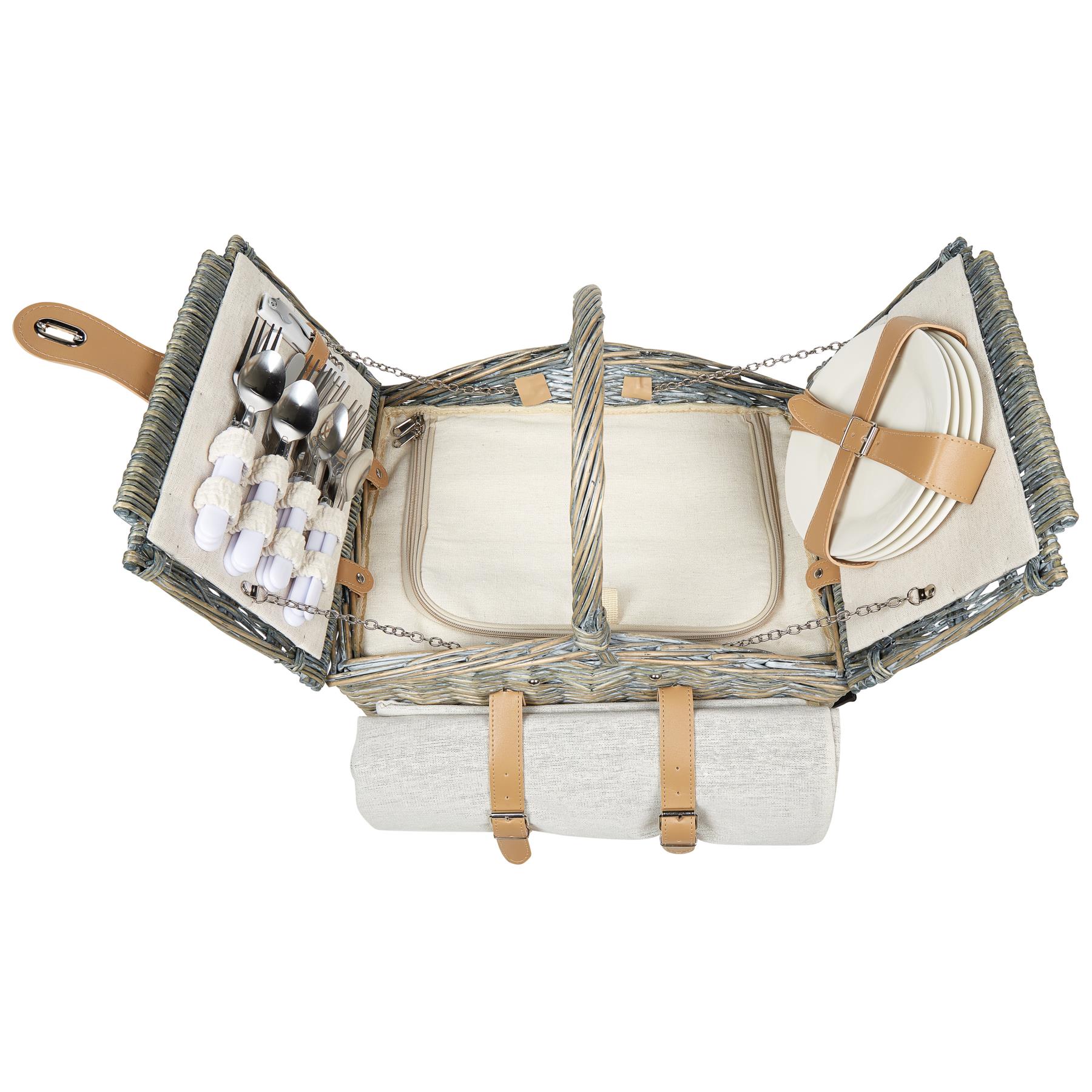 Beliani - CANELE- Picknickmand voor 4 - Grijs - Riet