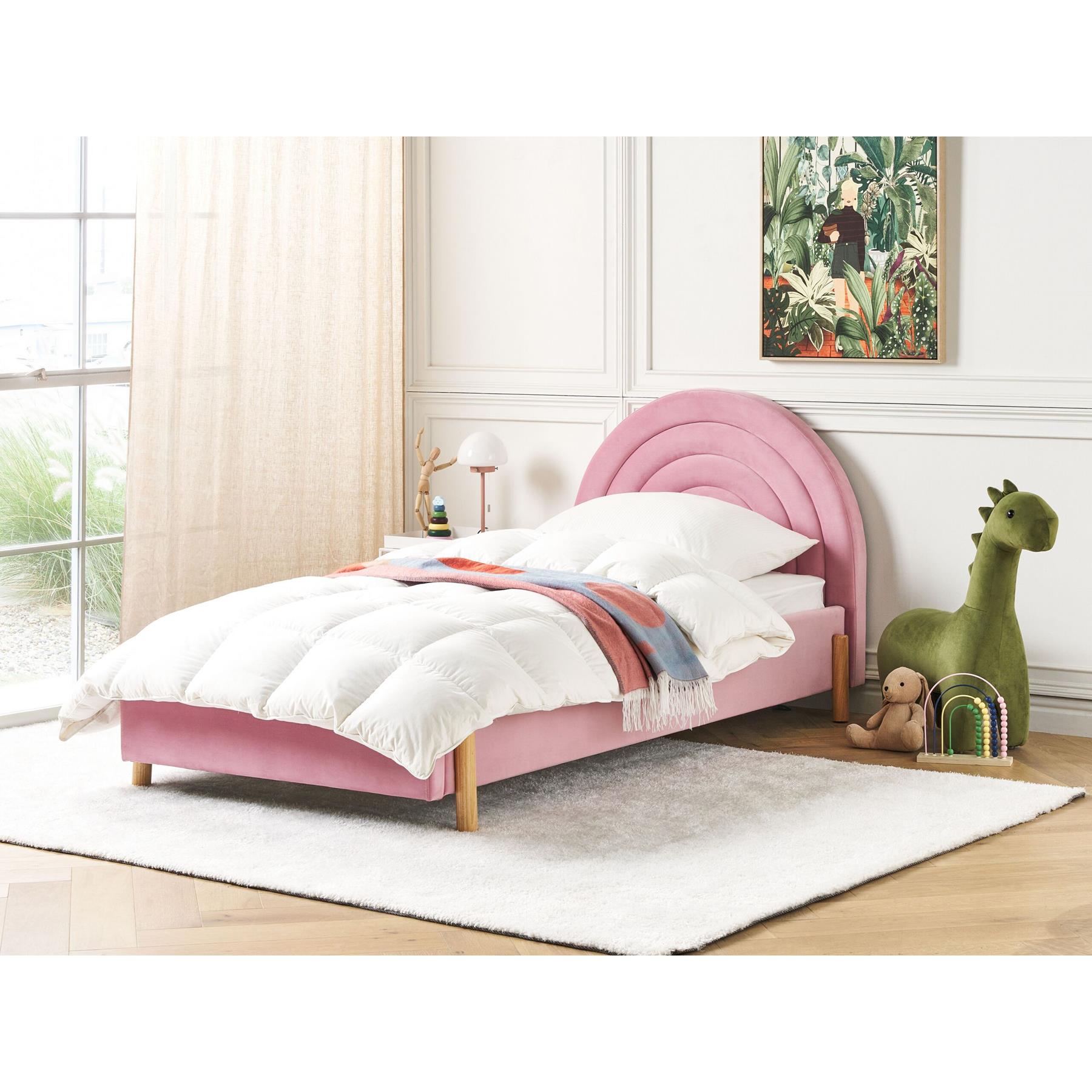 Beliani - ANET - Bed - Roze - 90 x 200 cm - Fluweel