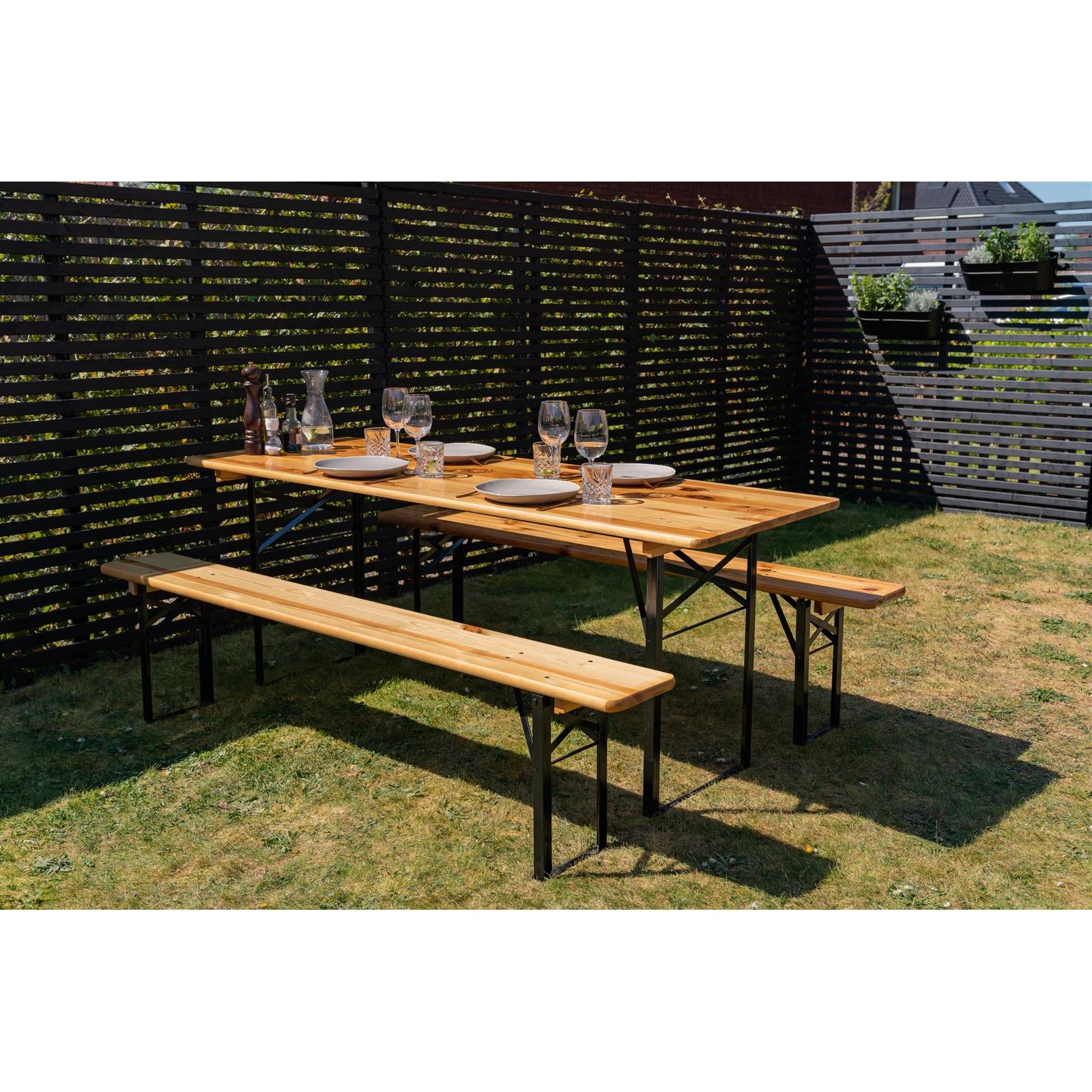 Inklapbare picknicktafel Berlijn 200 x 70 cm 3-laags blanke lak