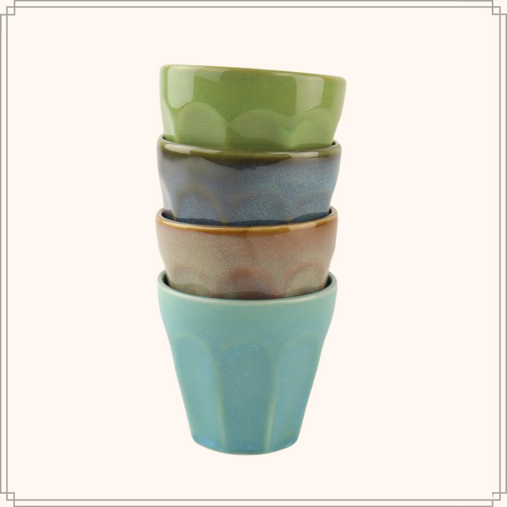 OTIX Espressokopjes Set van 4 Porselein Hittebestendig 90ml Zonder...